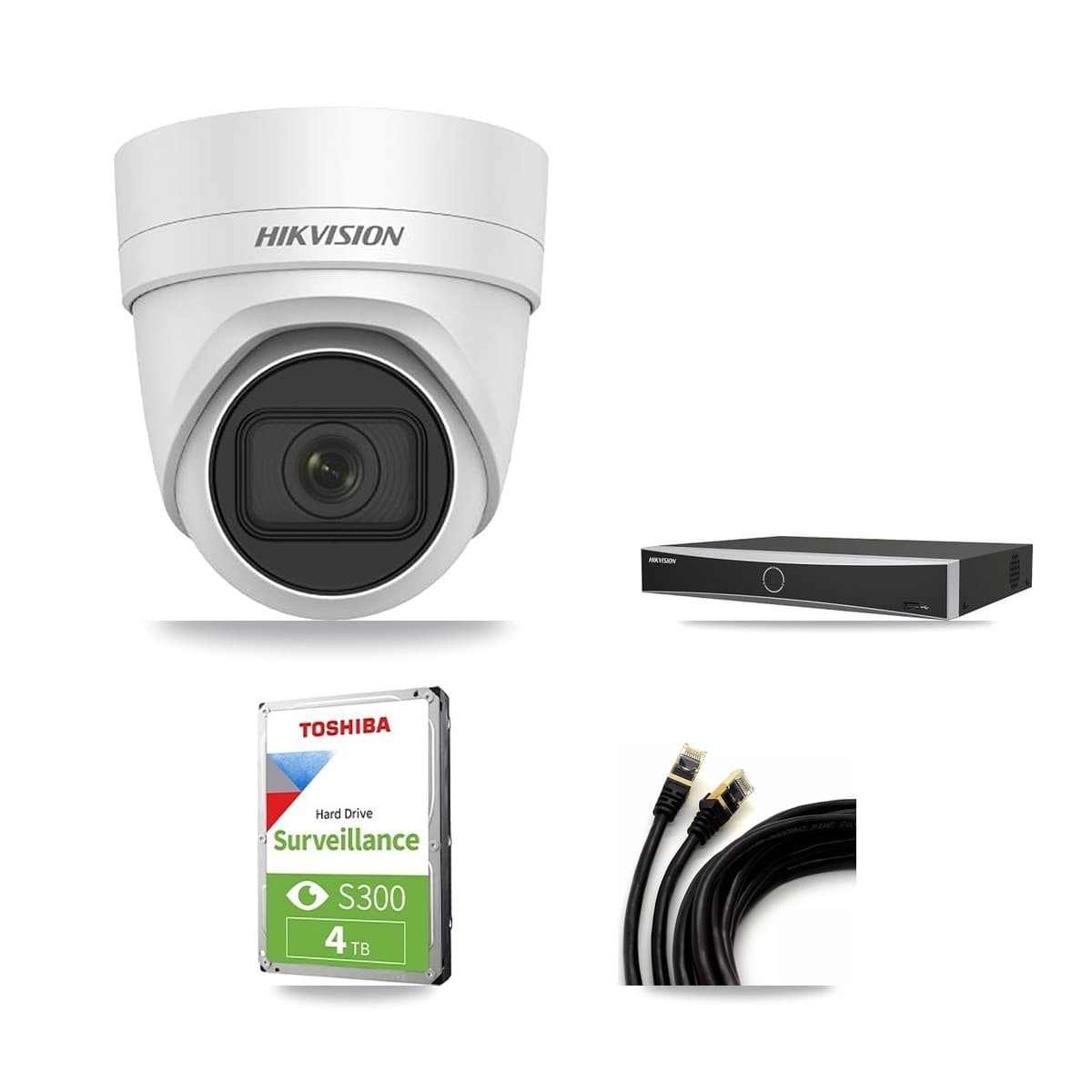 Hikvision 4-Channel 4MP CCTV Kit — 3 DS-2CD2H45FWD Turret Cameras + 4TB Recording