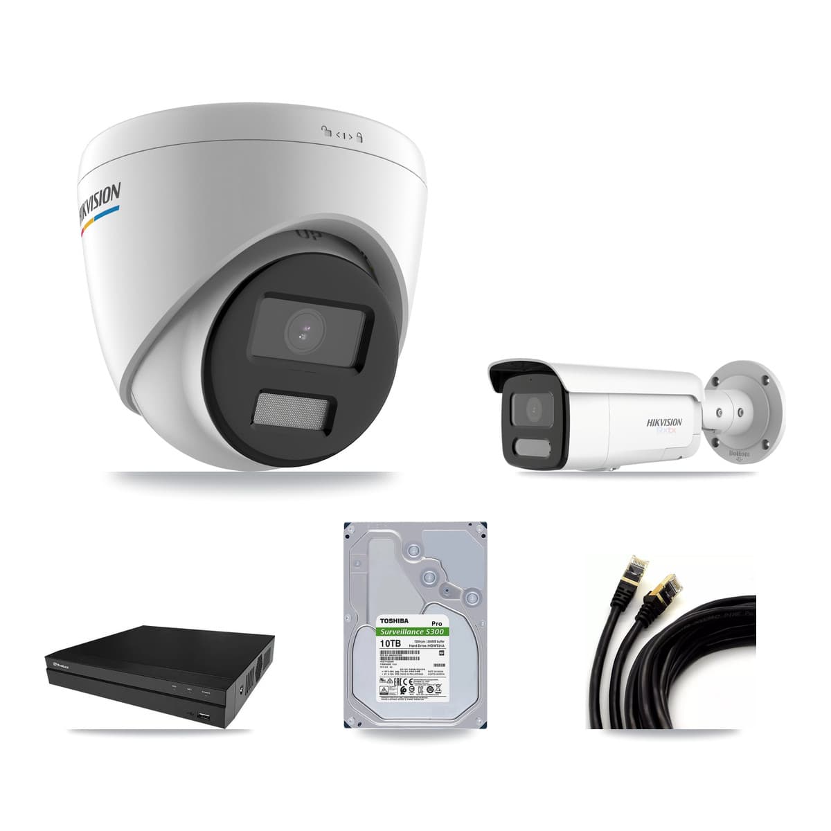 Hikvision & Prolux 8-Channel 2MP – 4K CCTV Kit — 3 2MP Turret + 3 4K Bullet Cameras + 10TB Recording