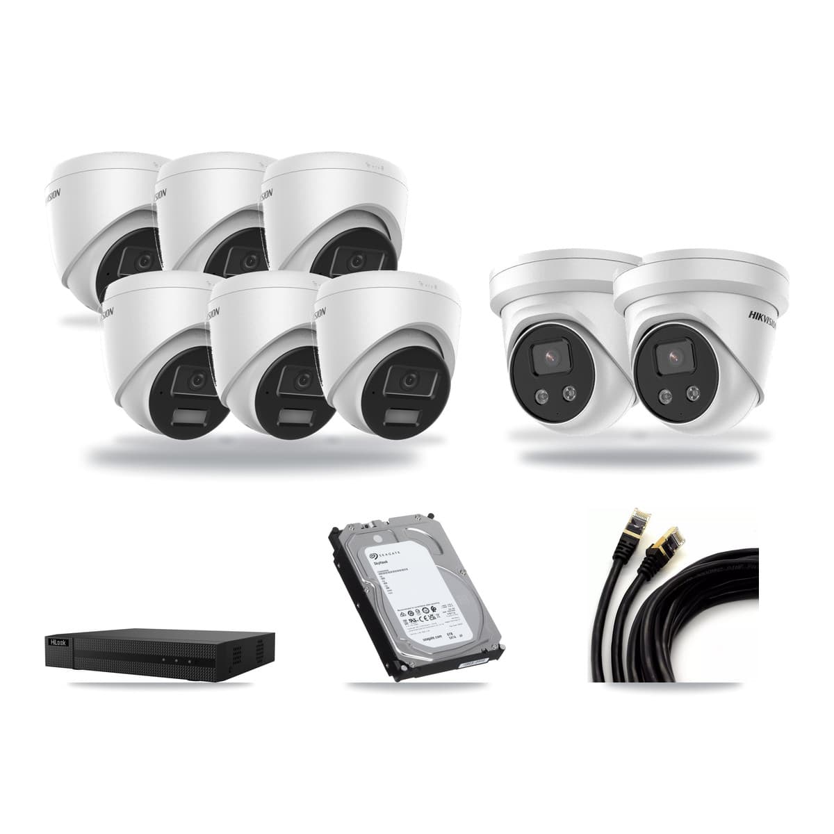 Hikvision & HiLook 8-Channel 4MP – 5MP CCTV Kit — 6 4MP + 2 5MP Turret Cameras + 6TB Recording (NVR-108MH-D Recorder) - Image 1