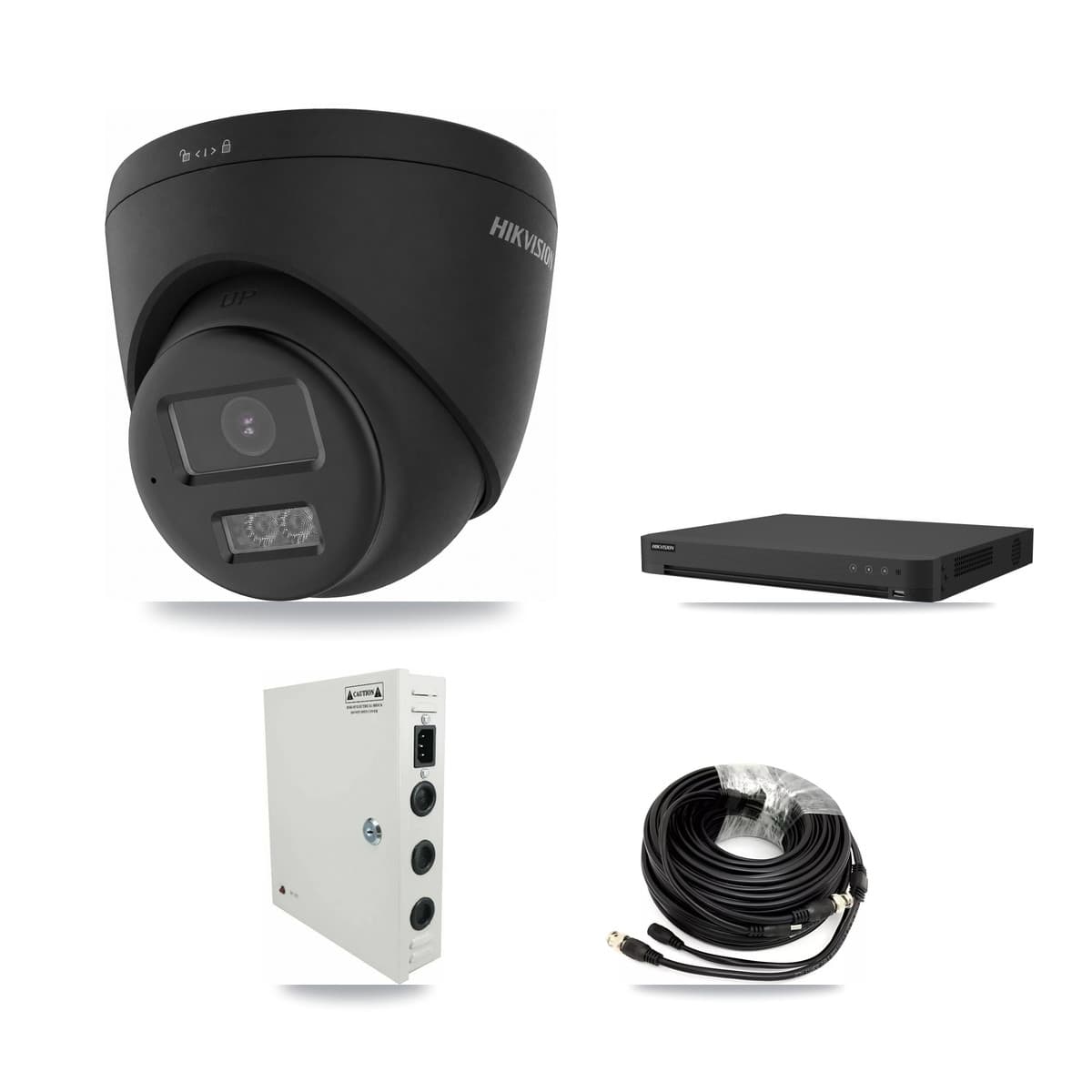 Hikvision 16-Channel 4K CCTV Kit — 12 Black Turret Cameras + 8TB Recording