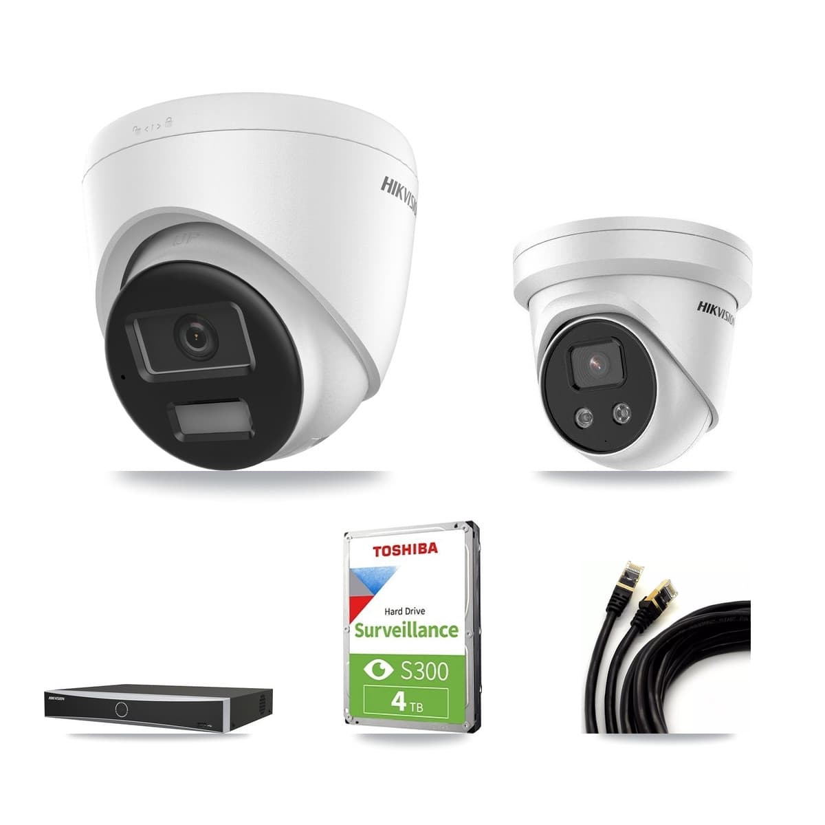Hikvision 4-Channel 5MP – 4K CCTV Kit — 1 4K + 1 5MP Turret Cameras + 4TB Recording