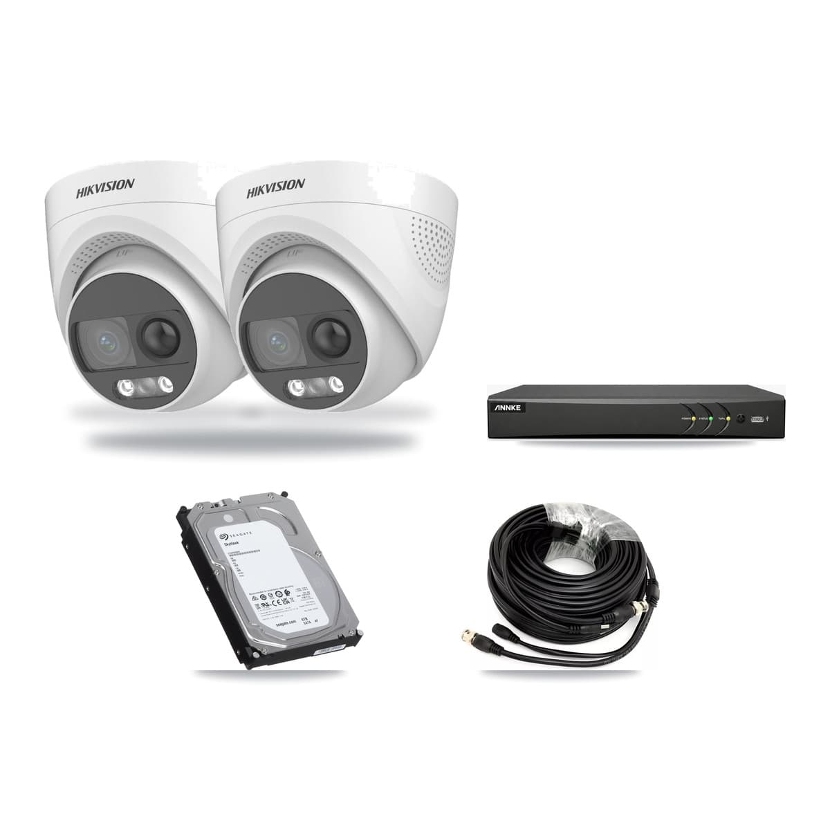 Hikvision & ANNKE 4-Channel 5MP CCTV Kit — 2 DS-2CE72KF3T Turret Cameras + 6TB Recording - Image 1