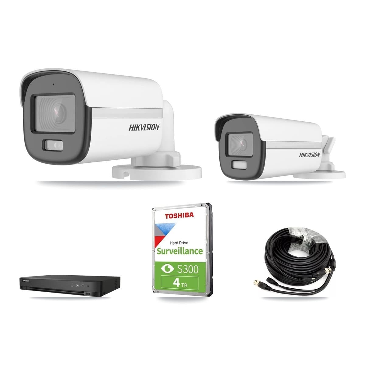Hikvision 4-Channel 5MP – 4K CCTV Kit — 1 5MP + 1 4K Bullet Cameras + 4TB Recording (IDS-7204HUHI Recorder)