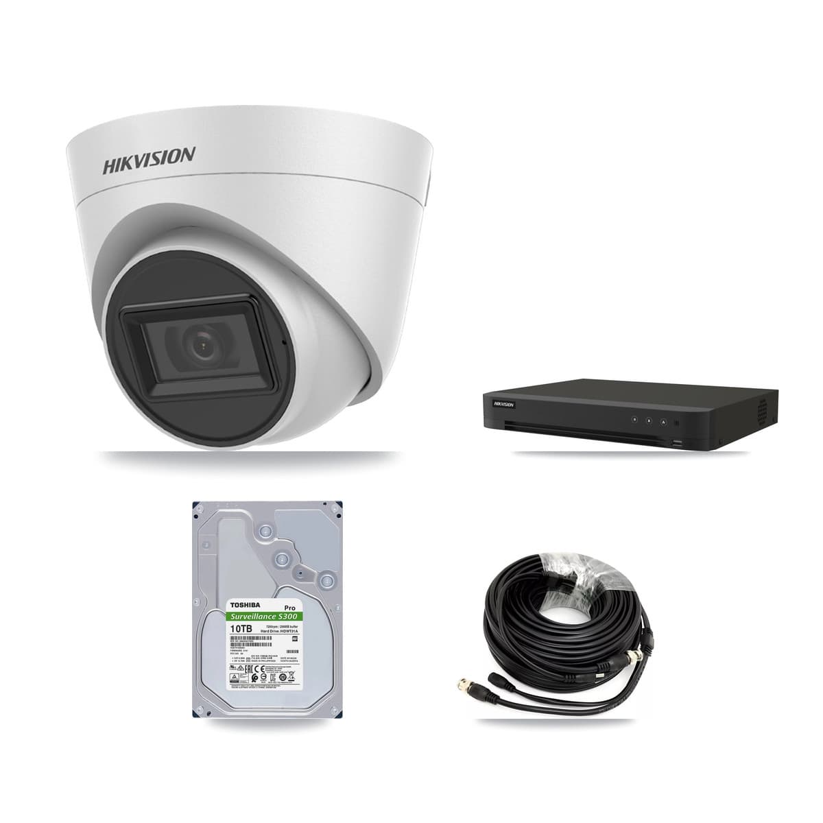 Hikvision 16-Channel 5MP CCTV Kit — 8 White Turret Cameras + 10TB Recording (IDS-7216HQHI Recorder)