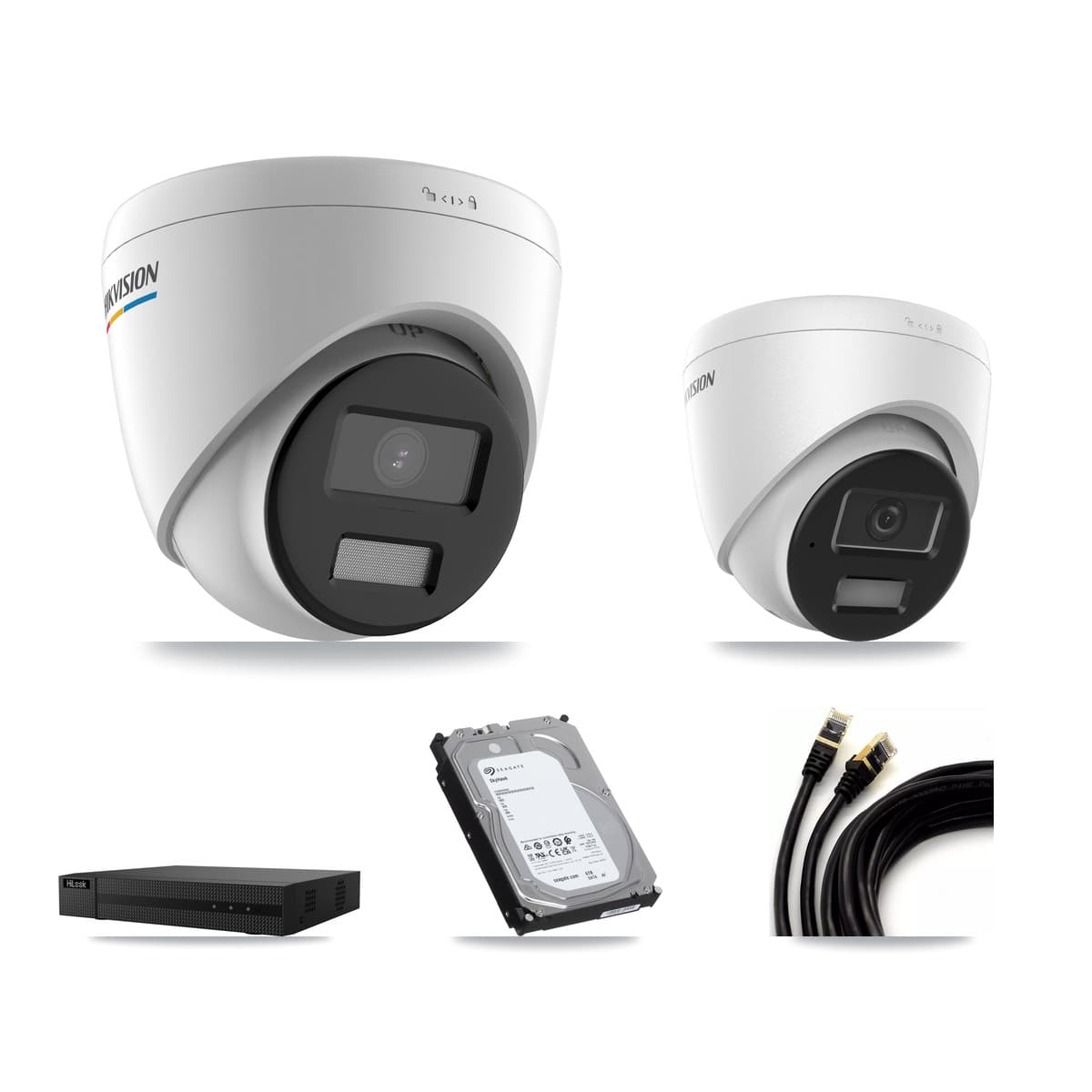 Hikvision & HiLook 8-Channel 2MP – 4MP CCTV Kit — 7 2MP + 1 4MP Turret Cameras + 6TB Recording (NVR-108MH-D Recorder)
