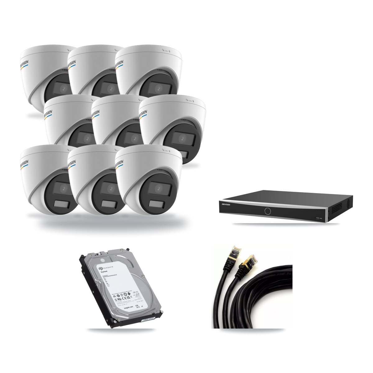 Hikvision 16-Channel 2MP CCTV Kit — 9 Turret Cameras + 6TB Recording (DS-7616NXI Recorder) - Image 1