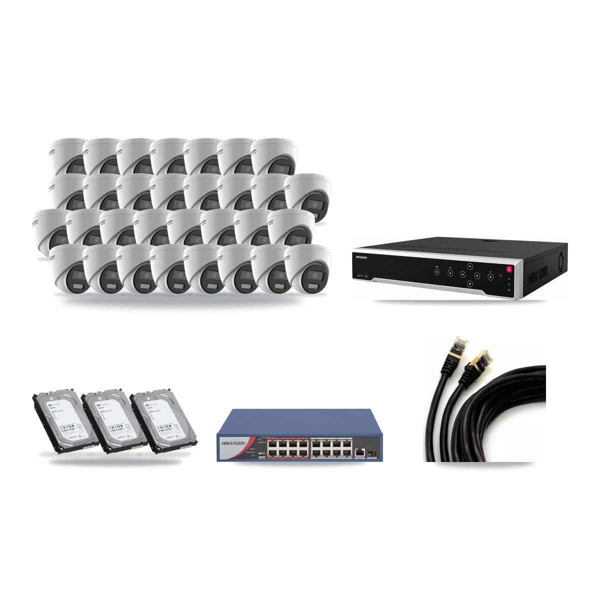 Hikvision 32-Channel 2MP CCTV Kit — 31 Turret Cameras + 3× 6TB Recording - Image 1