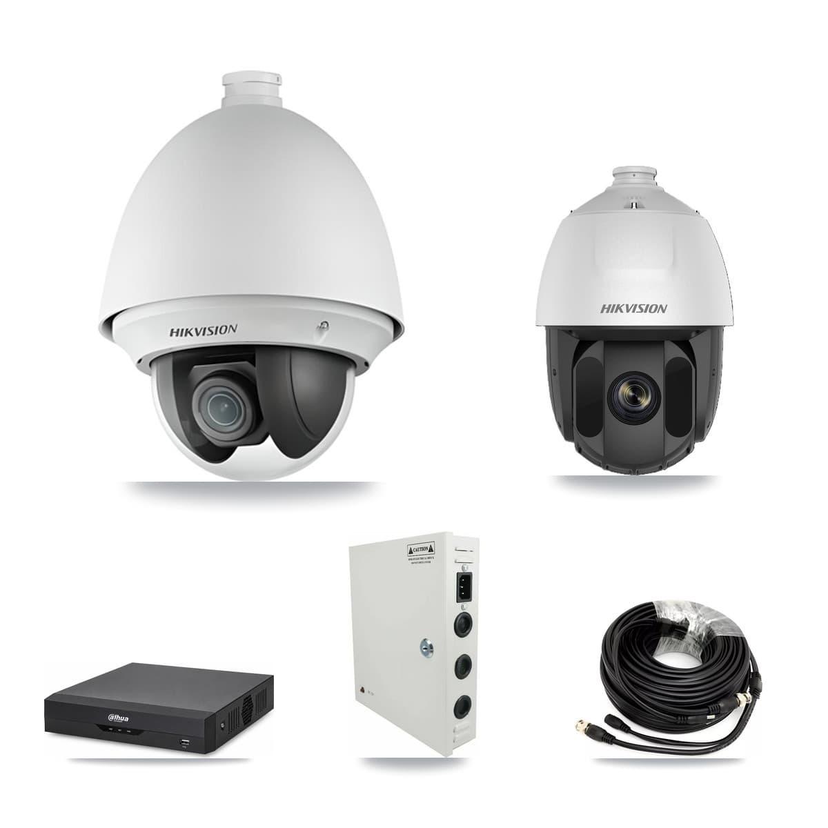 Hikvision & Dahua 4-Channel 2MP CCTV Kit — 3 DS-2AE4225T + 1 DS-2AE5225TI PTZ Cameras + 3TB Recording
