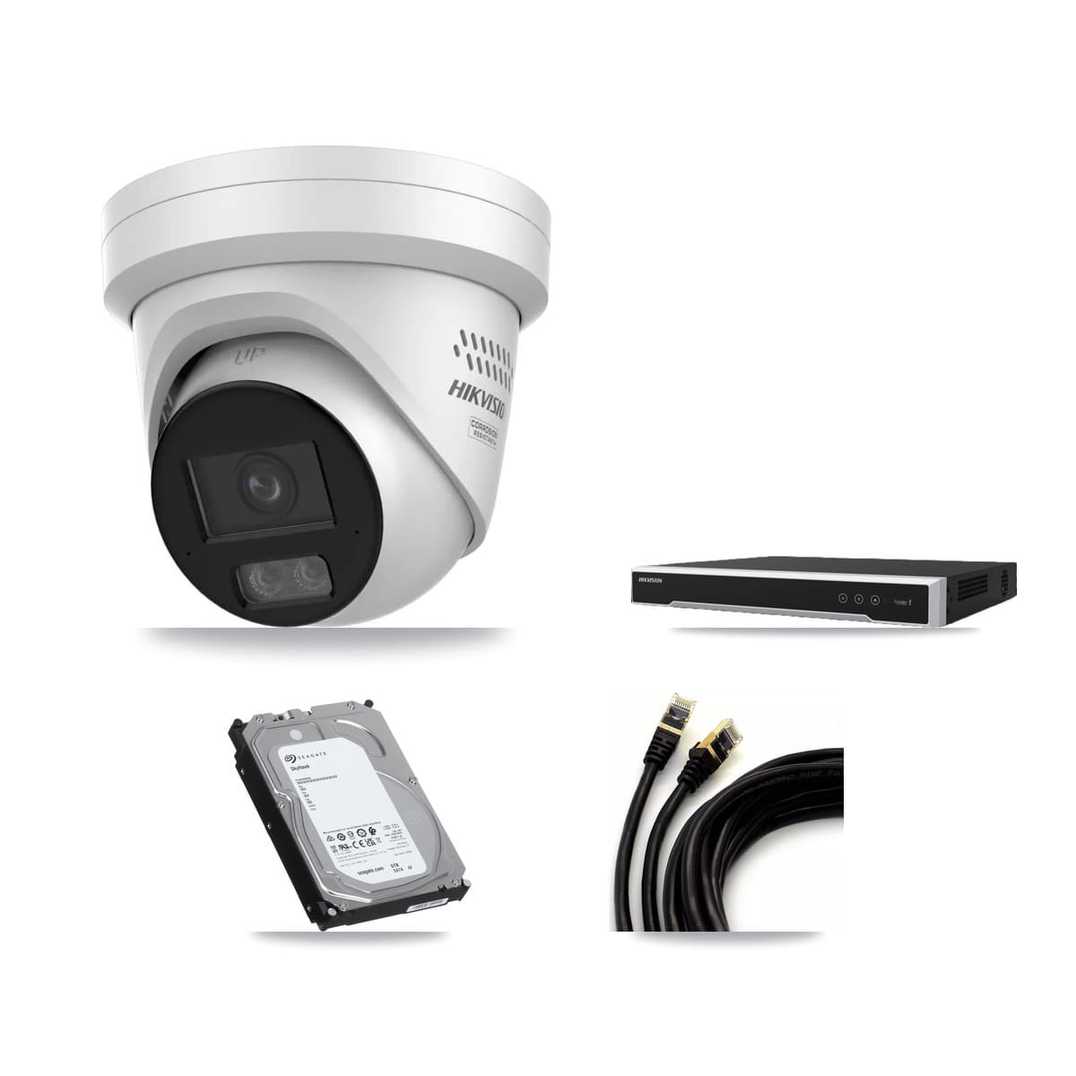 Hikvision 8-Channel 4MP CCTV Kit — 4 DS-2CD2347G3 Turret Cameras + 6TB Recording (DS-7608NI-M2 Recorder) - Image 1