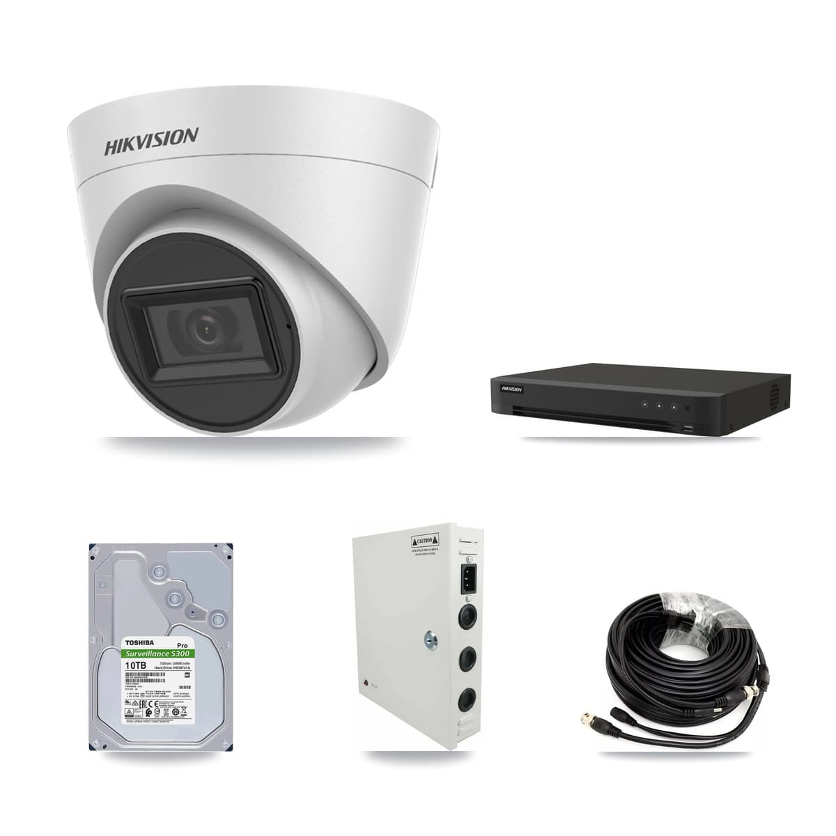 Hikvision 16-Channel 5MP CCTV Kit — 16 White Turret Cameras + 10TB Recording