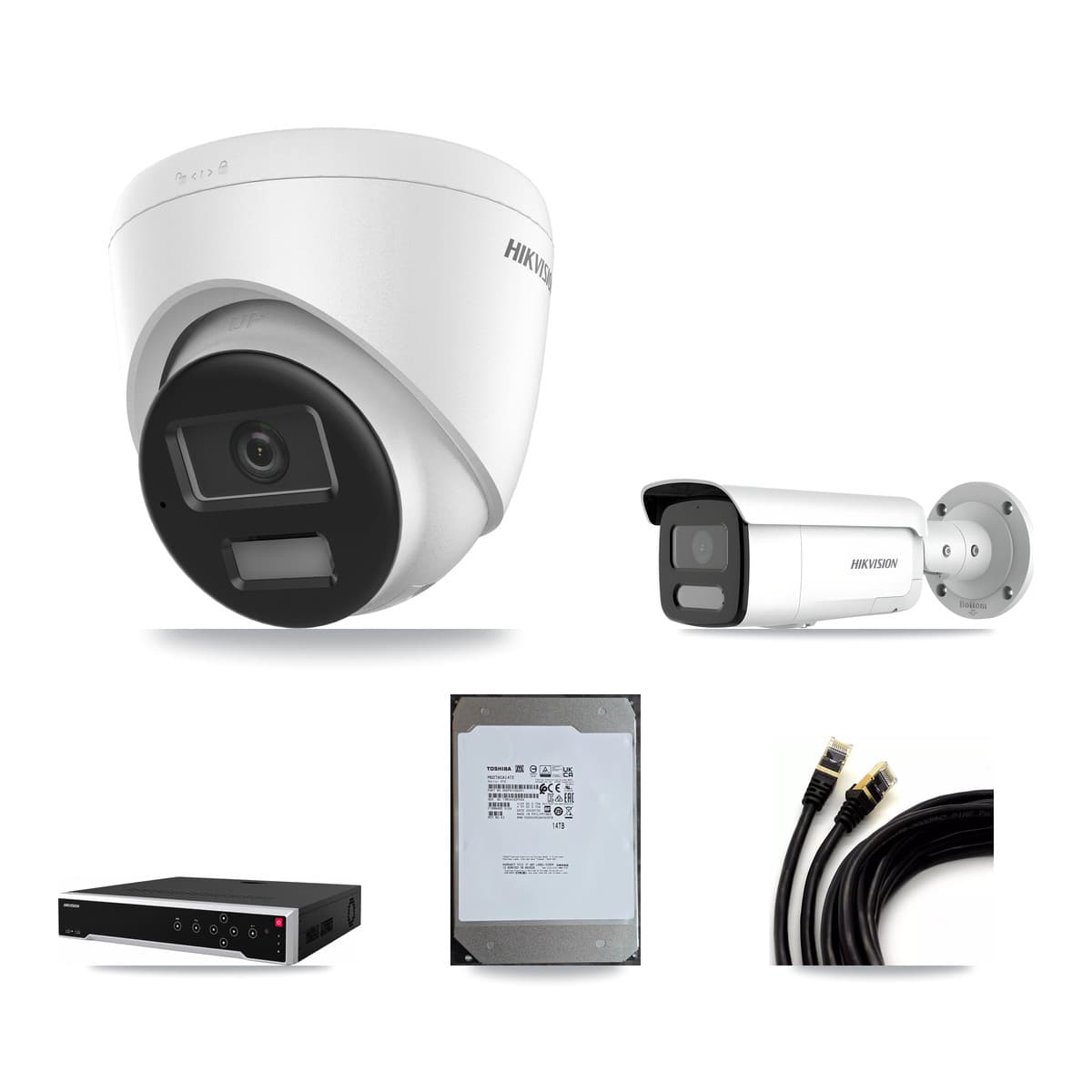 Hikvision 32-Channel 4MP – 4K CCTV Kit — 13 4K Turret + 6 4MP Bullet Cameras + 3× 14TB Recording