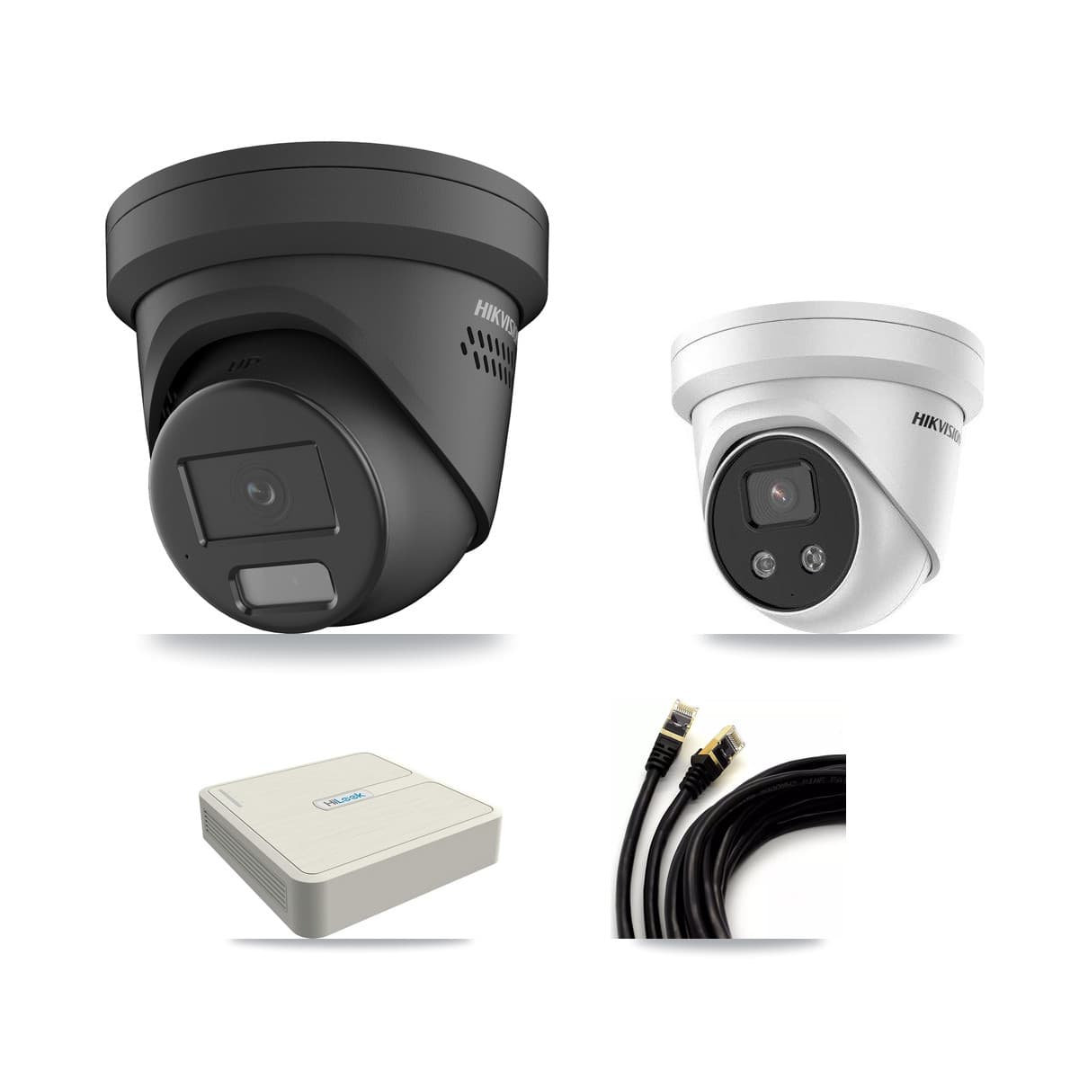 Hikvision & HiLook 8-Channel 4MP – 5MP CCTV Kit — 1 Black 4MP + 1 5MP Turret Cameras + 3TB Recording