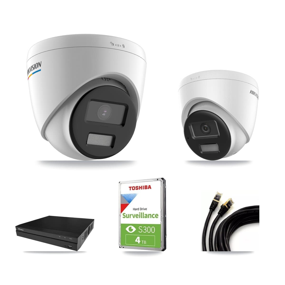 Hikvision & Prolux 8-Channel 2MP – 4K CCTV Kit — 2 2MP + 1 4K Turret Cameras + 4TB Recording