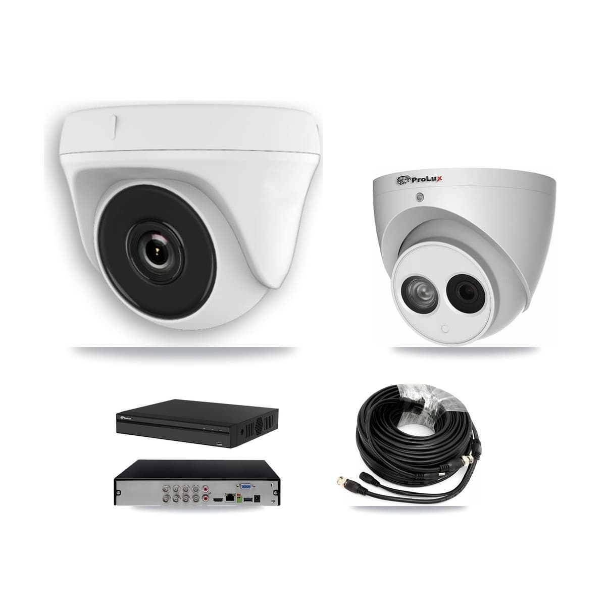 Prolux 8-Channel 2MP – 4MP CCTV Kit — 3 White 2MP Dome + 1 4MP Turret Cameras + 3TB Recording (PXD-5108HS Recorder)