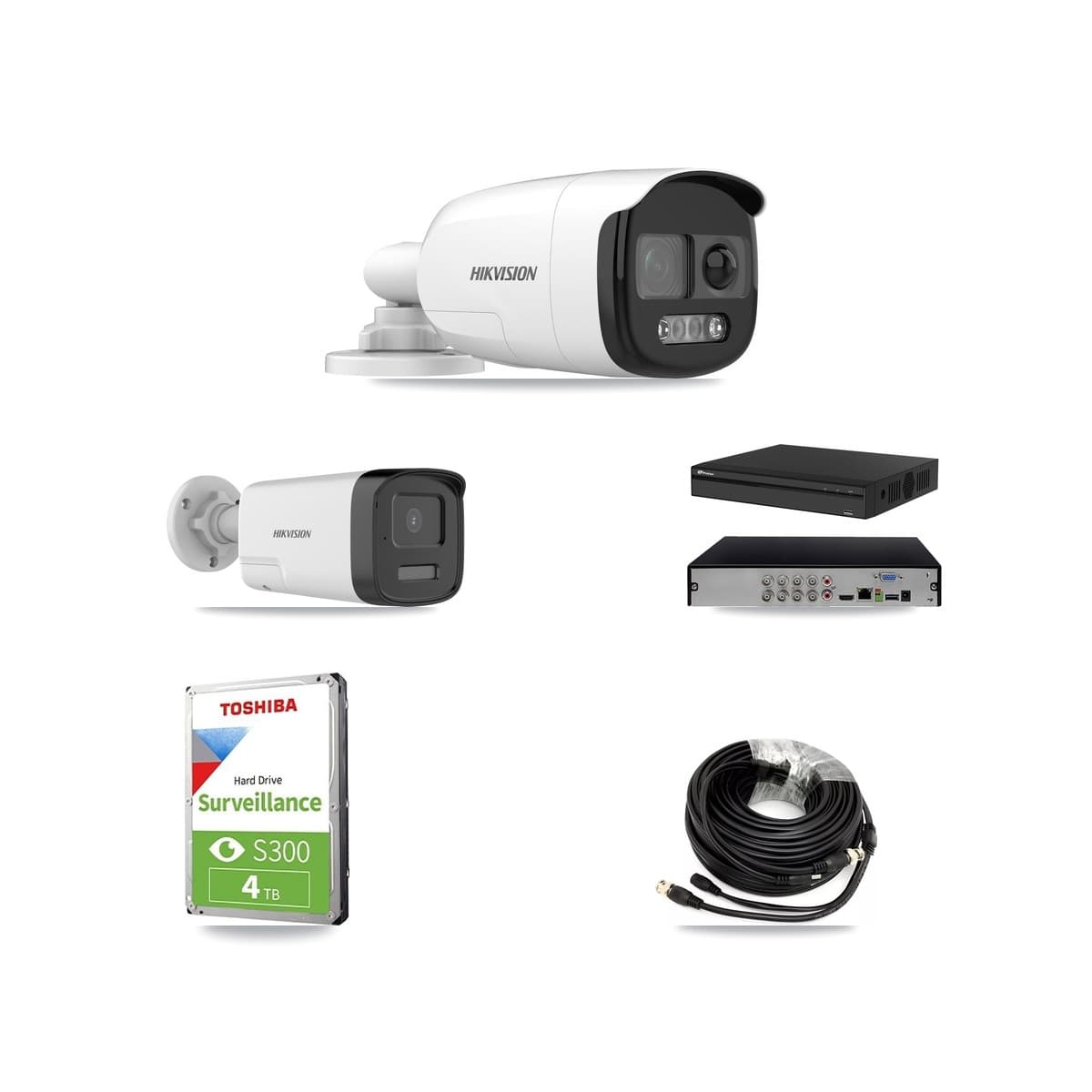 Hikvision & Prolux 8-Channel 5MP CCTV Kit — 2 DS-2CE12KF3T + 1 DS-2CE17K0T Bullet Cameras + 4TB Recording