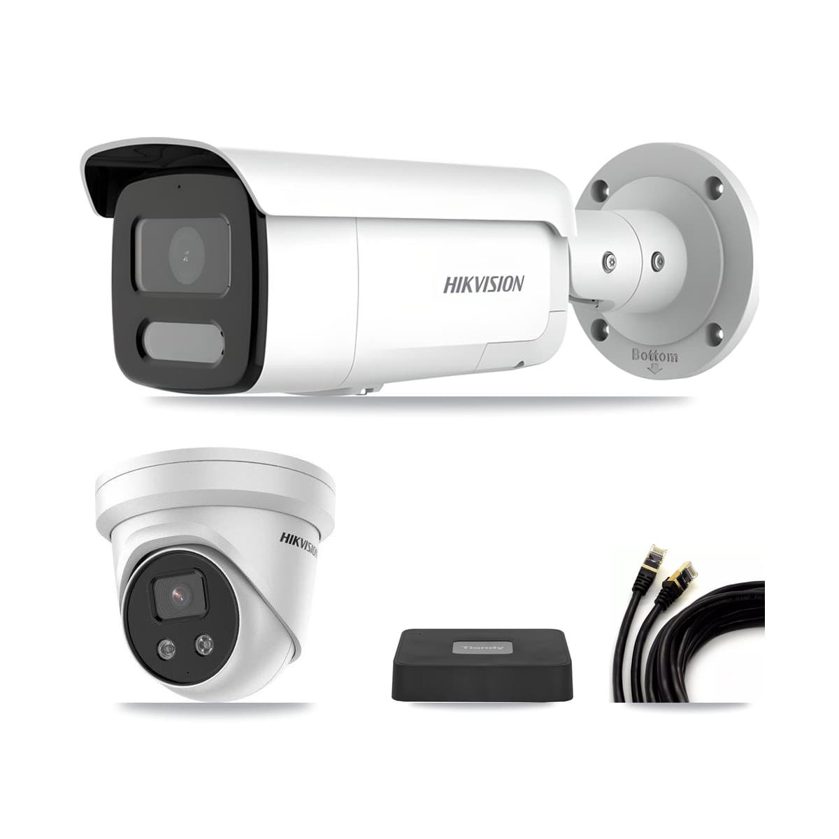 Hikvision & Tiandy 4-Channel 4MP – 5MP CCTV Kit — 1 4MP Bullet + 1 5MP Turret Cameras + 3TB Recording
