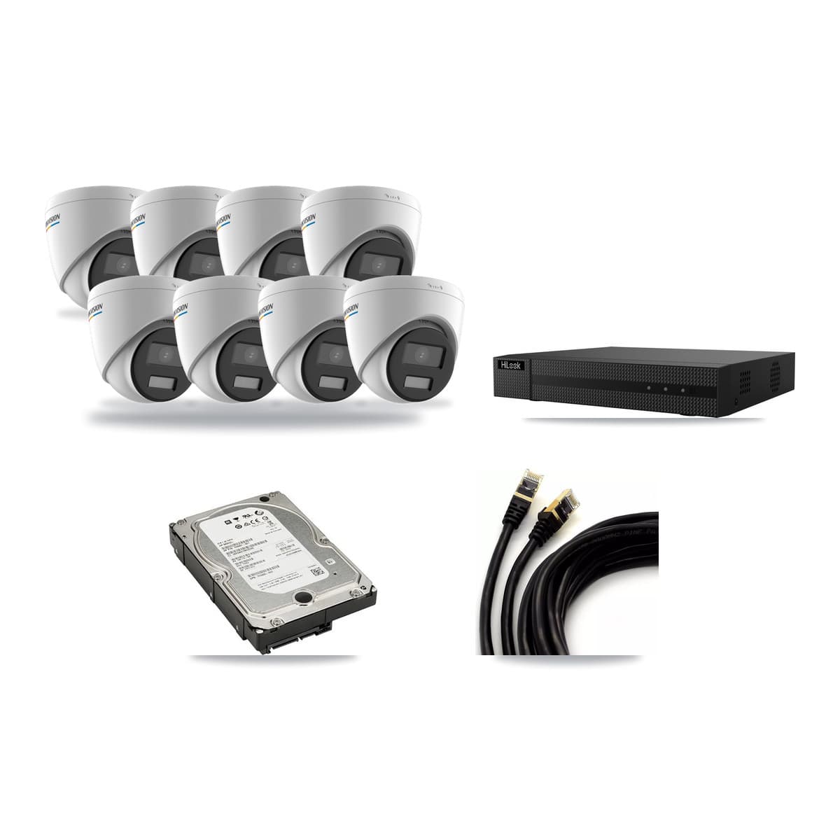 Hikvision & HiLook 8-Channel 2MP CCTV Kit — 8 Turret Cameras + 5TB Recording (NVR-108MH-D Recorder) - Image 1