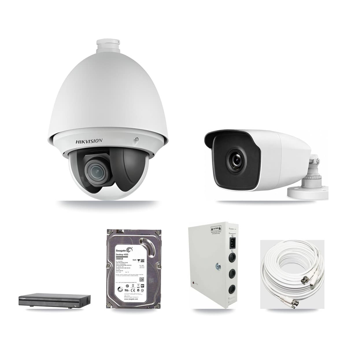 8-Channel 2MP – 3MP CCTV Kit — 1 2MP PTZ + 1 3MP Bullet Cameras + 2TB Recording (DH-XVR5108H Recorder) - Image 1