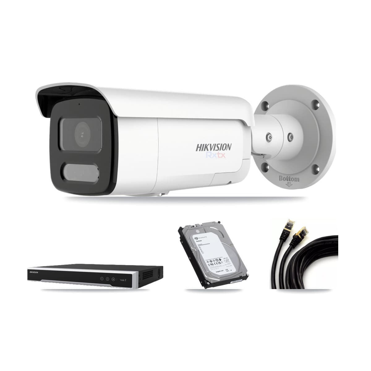 Hikvision 8-Channel 4MP – 4K CCTV Kit — 1 4MP + 2 White 4K Bullet Cameras + 6TB Recording (DS-7608NI-M2 Recorder)