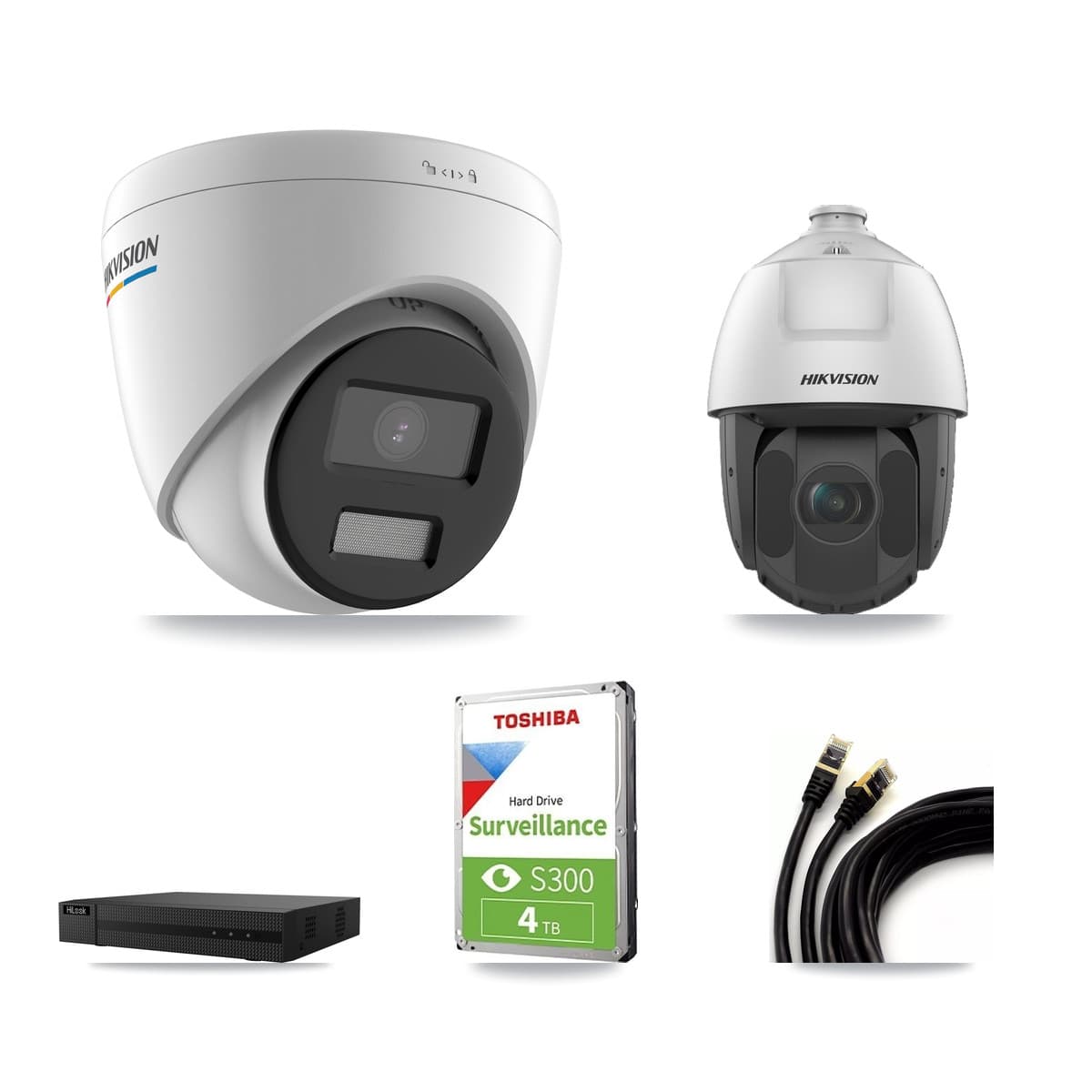 Hikvision & HiLook 8-Channel 2MP CCTV Kit — 5 Turret + 1 PTZ Cameras + 4TB Recording (NVR-108MH-D Recorder)