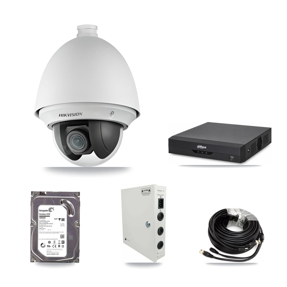 Hikvision & Dahua 4-Channel 2MP CCTV Kit — 3 PTZ Cameras + 2TB Recording