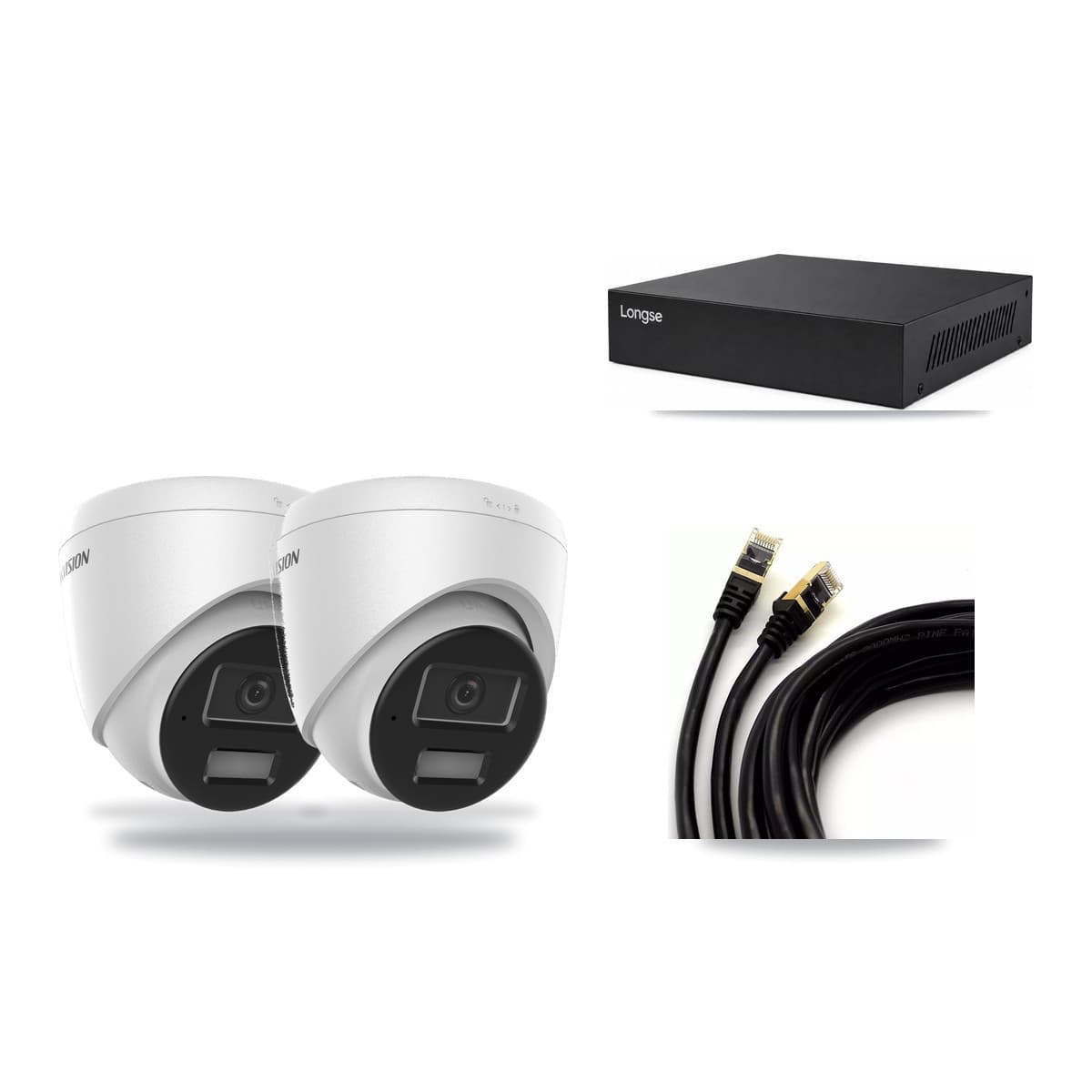 Hikvision & Longse 8-Channel 4MP CCTV Kit — 2 DS-2CD1343G2 Turret Cameras + 3TB Recording - Image 1
