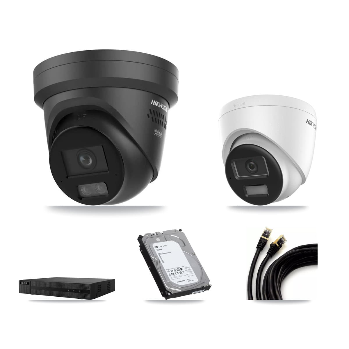 Hikvision & HiLook 8-Channel 4K CCTV Kit — 2 DS-2CD1383G2 + 4 DS-2CD2387G3 Turret Cameras + 6TB Recording