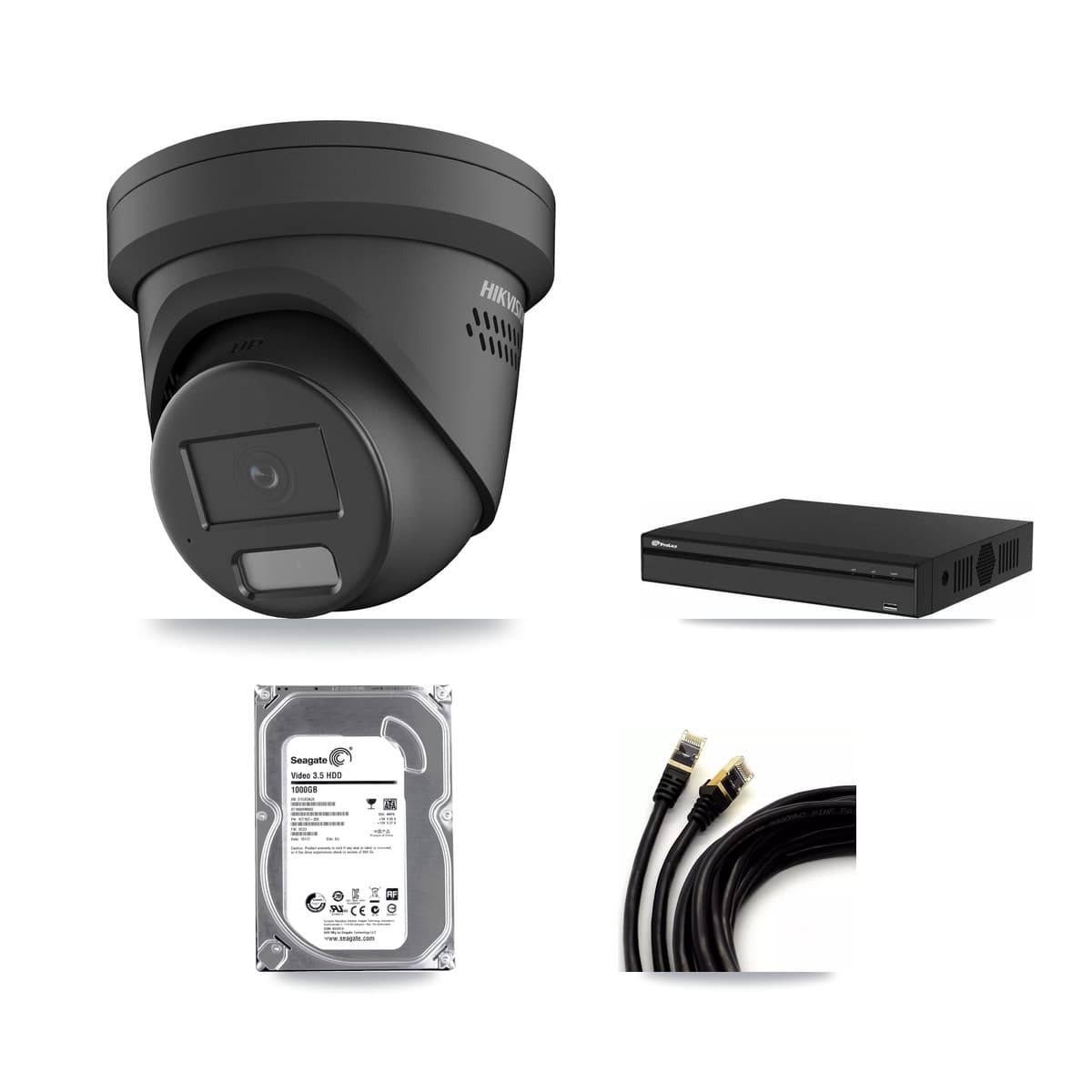 Hikvision & Prolux 4-Channel 4MP CCTV Kit — 1 Black Turret Camera + 1TB Recording - Image 1