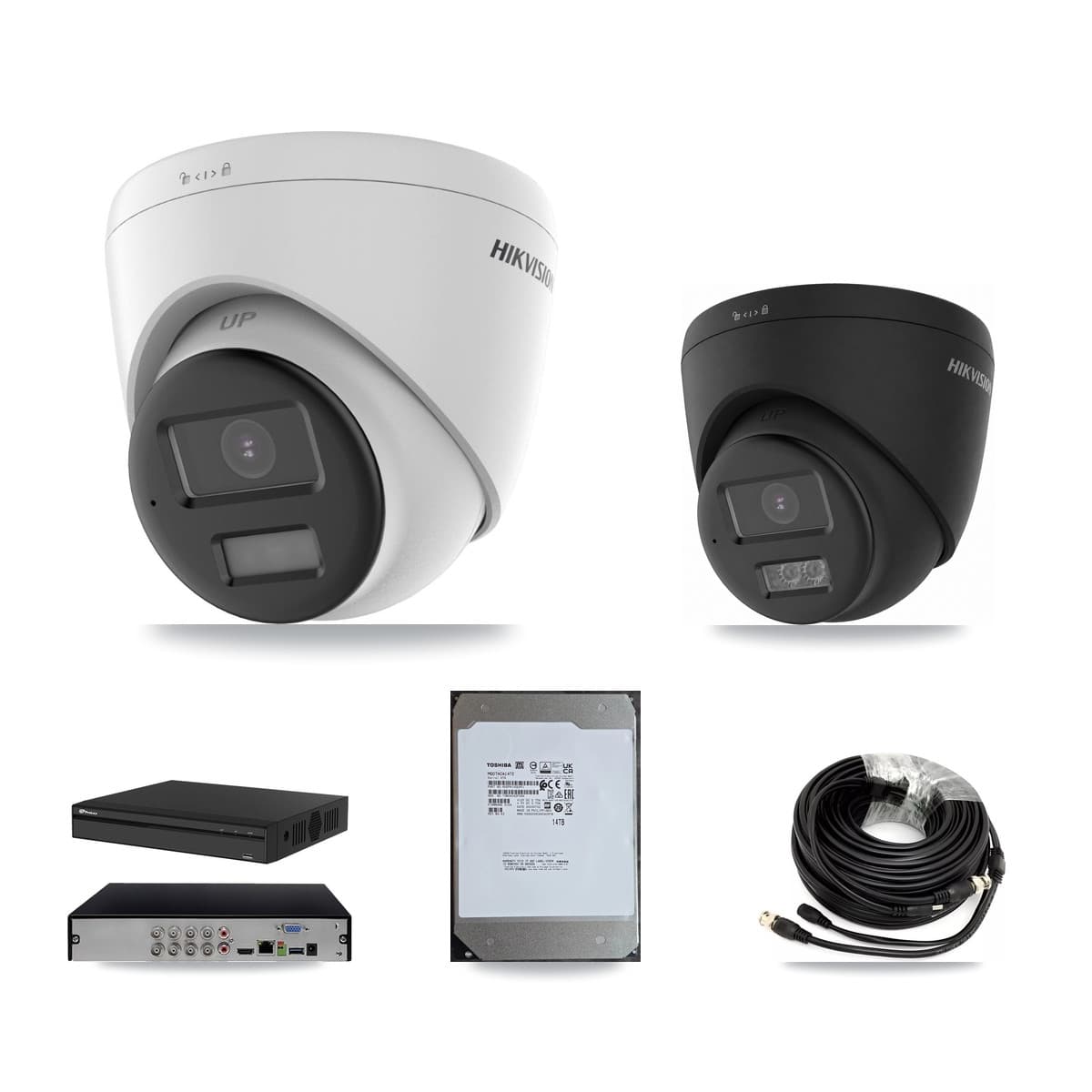 Hikvision & Prolux 8-Channel 4K CCTV Kit — 5 DS-2CE78U0T + 2 DS-2CE78U0T Turret Cameras + 14TB Recording
