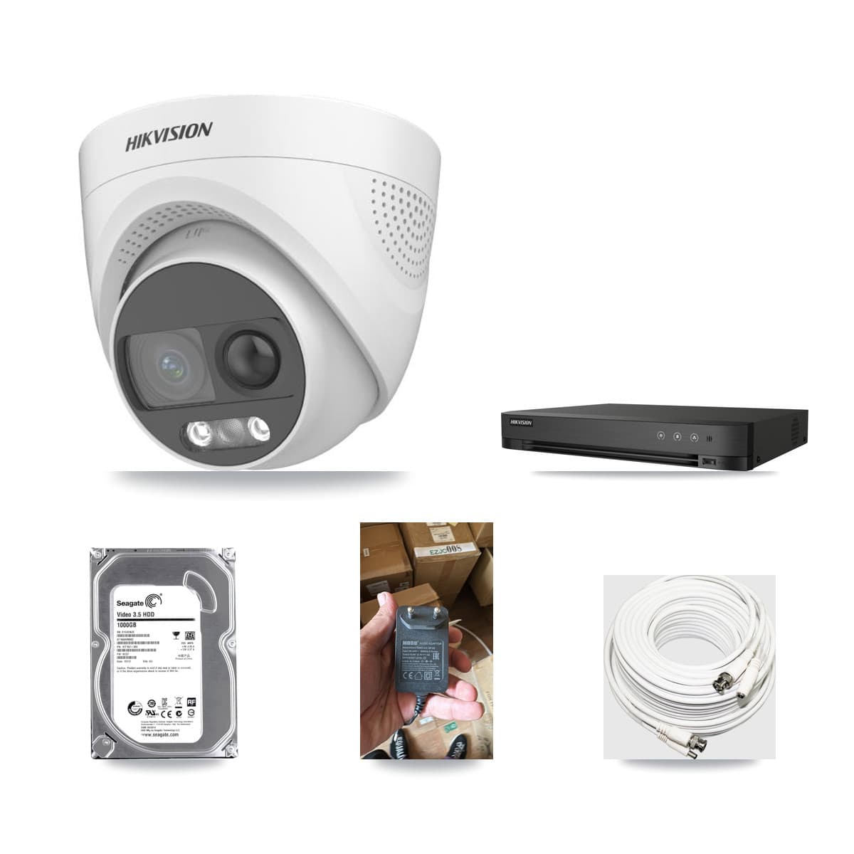 Hikvision 4-channel CCTV kit: 1 camera (1× 5MP Turret), 1TB hard drive