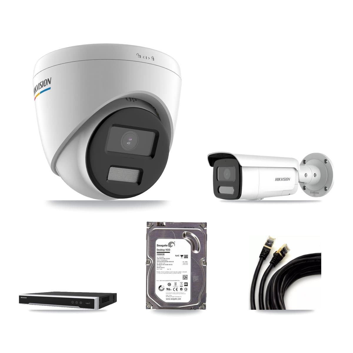 Hikvision 16-Channel 2MP – 4MP CCTV Kit — 1 2MP Turret + 1 4MP Bullet Cameras + 2TB Recording (DS-7616NI-M2 Recorder)