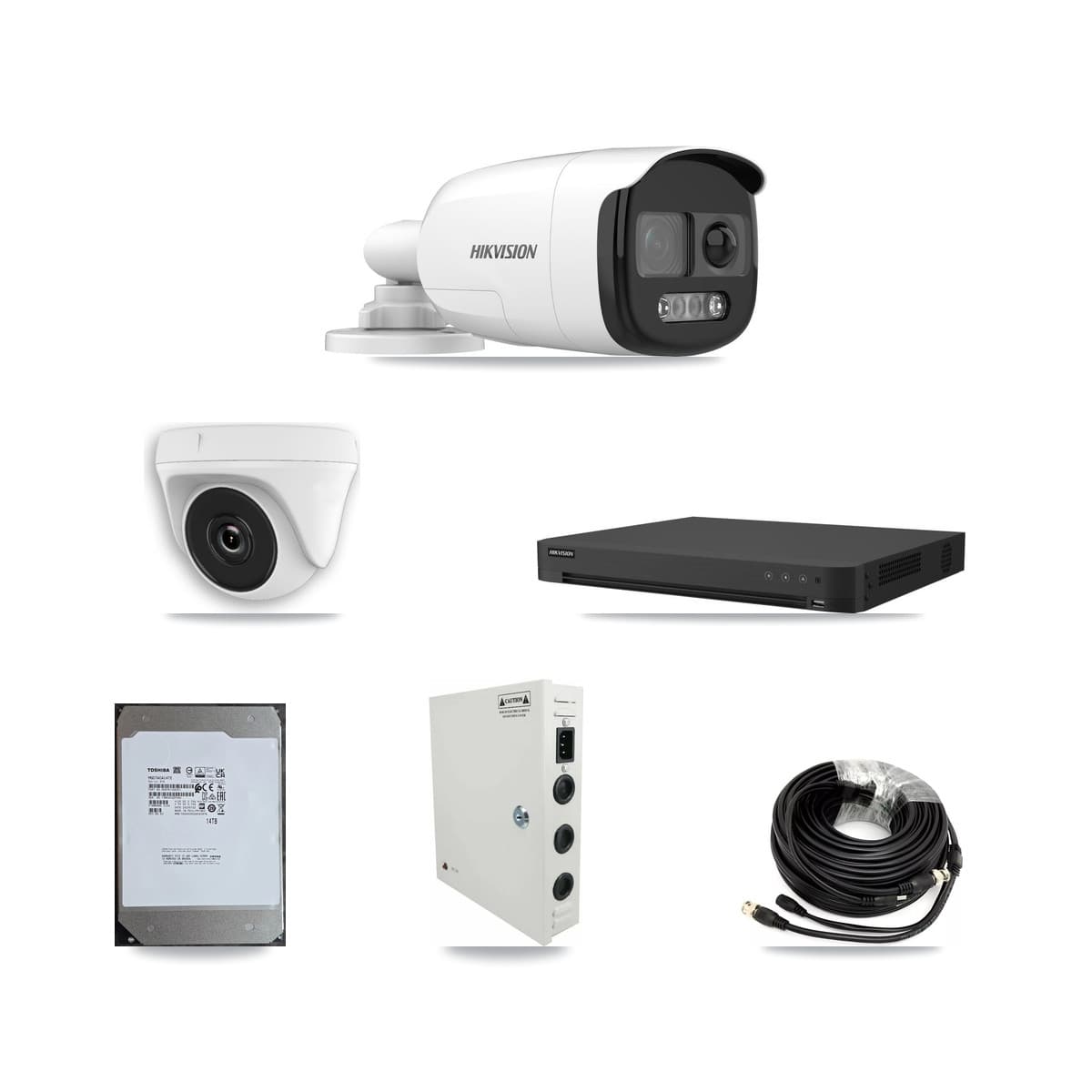 Hikvision 16-Channel 2MP – 5MP CCTV Kit — 7 5MP Bullet + 7 2MP Dome Cameras + 14TB Recording