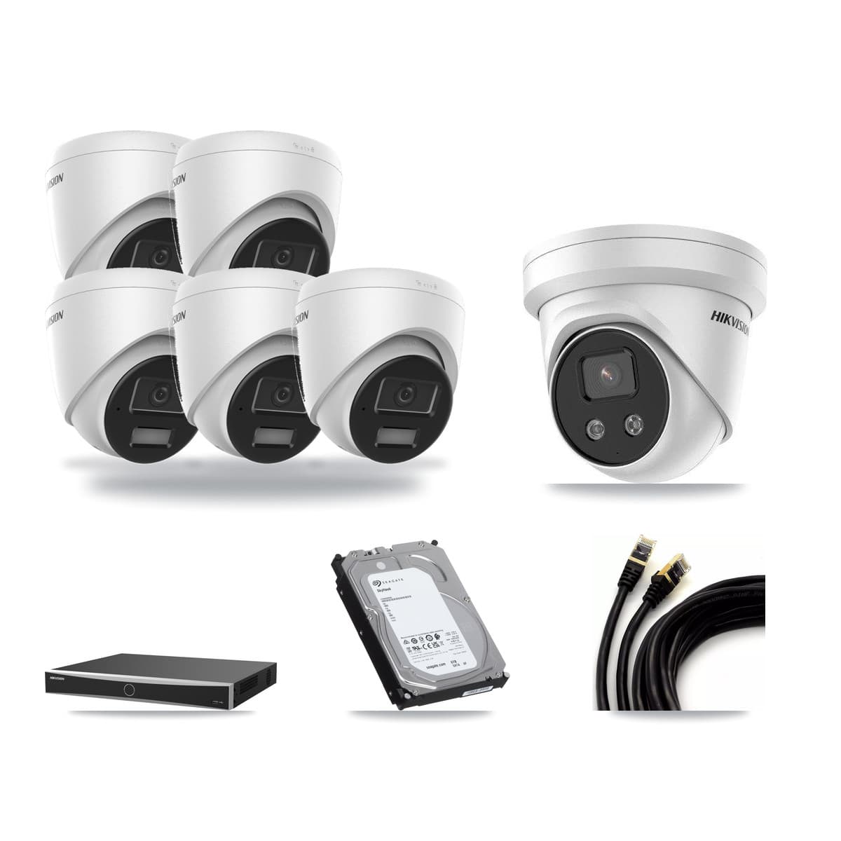 Hikvision 16-Channel 4MP – 5MP CCTV Kit — 5 4MP + 1 5MP Turret Cameras + 6TB Recording - Image 1