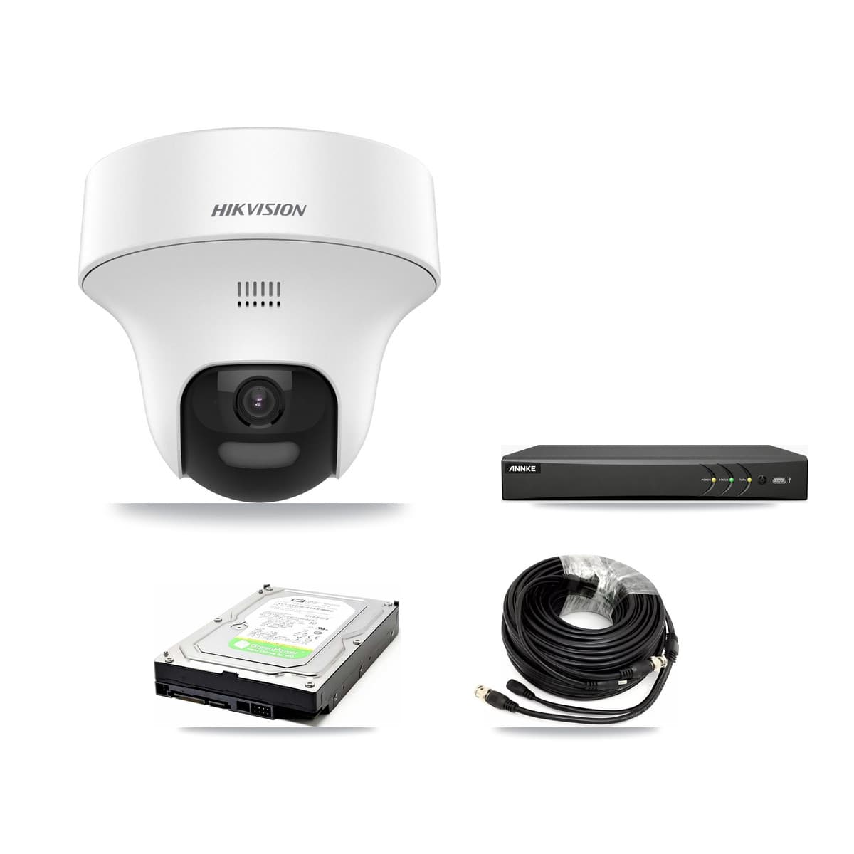 Hikvision & ANNKE 4-Channel 5MP CCTV Kit — 2 DS-2CE70K0T Turret Cameras + 1TB Recording