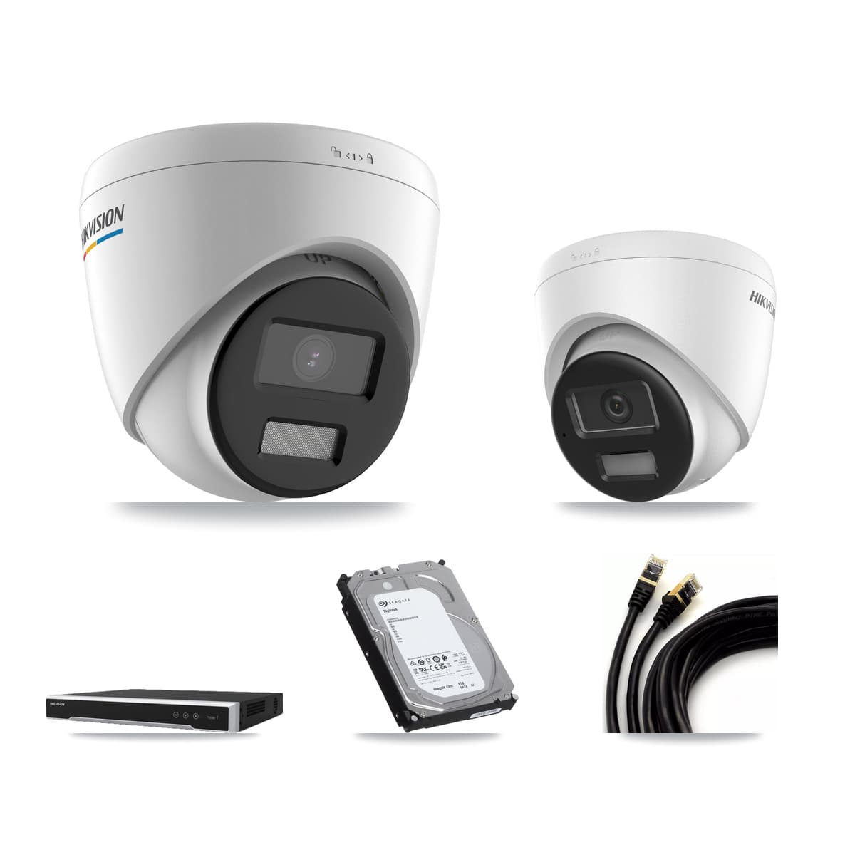 Hikvision 8-Channel 2MP – 4K CCTV Kit — 2 2MP + 2 4K Turret Cameras + 6TB Recording (DS-7608NI-M2 Recorder)