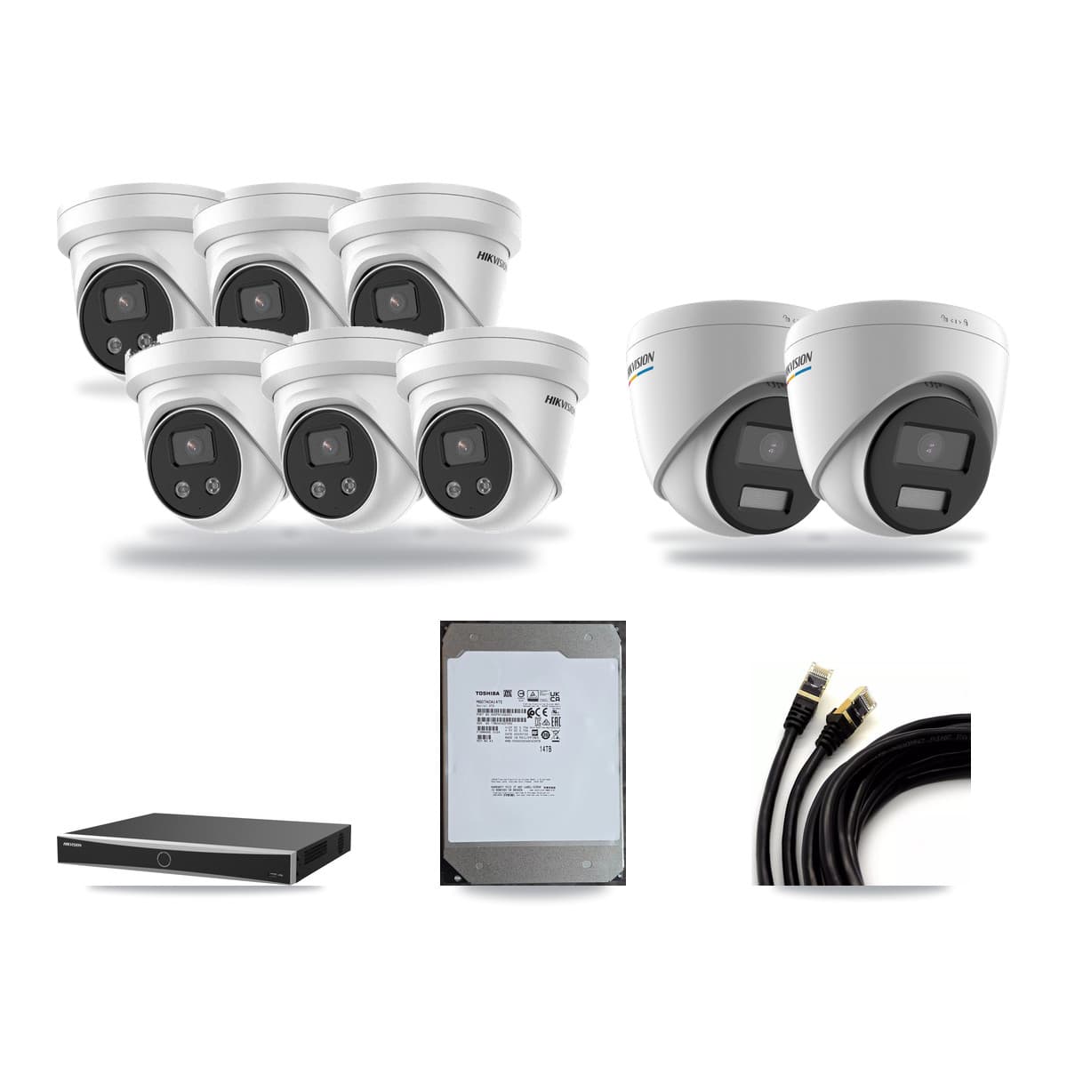 Hikvision 16-Channel 2MP – 5MP CCTV Kit — 2 2MP + 6 5MP Turret Cameras + 14TB Recording - Image 1