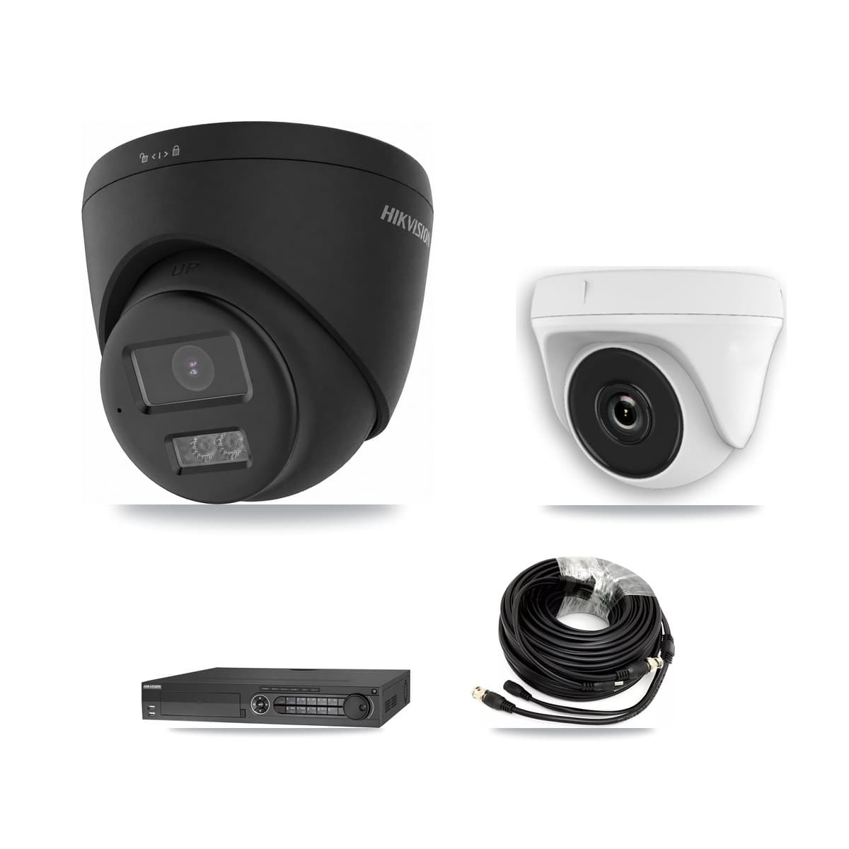 Hikvision 32-Channel 2MP – 4K CCTV Kit — 1 Black 4K Turret + 1 White 2MP Dome Cameras + 3TB Recording