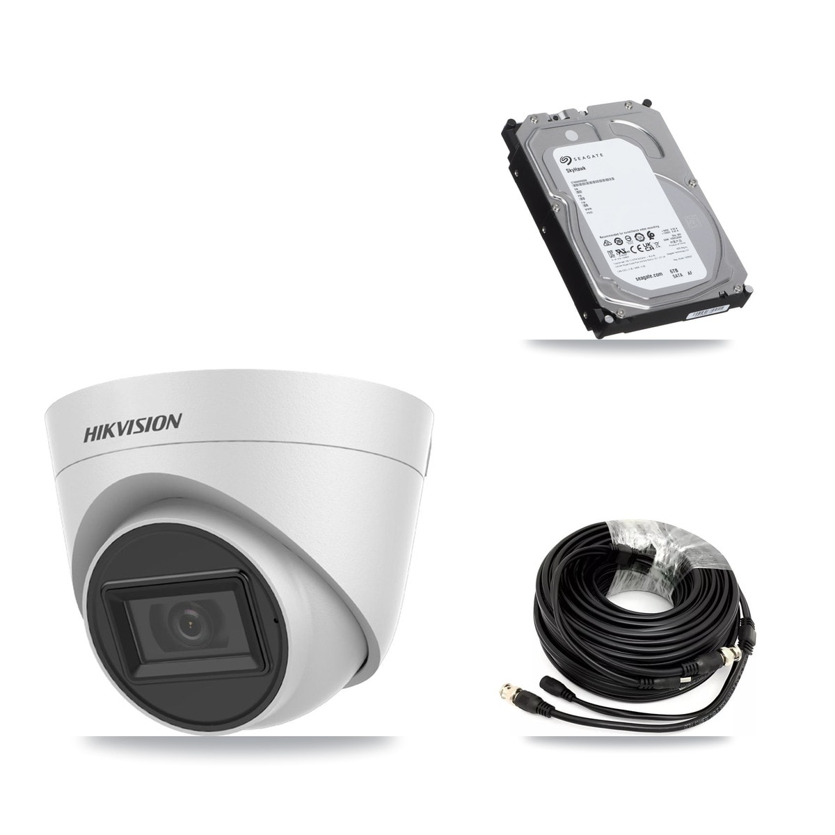 Hikvision DS-7332HQHI-K4 32-Channel DVR CCTV Kit — 6× DS-2CE78H0T-IT3FS White 5MP Cameras + 6TB HDD