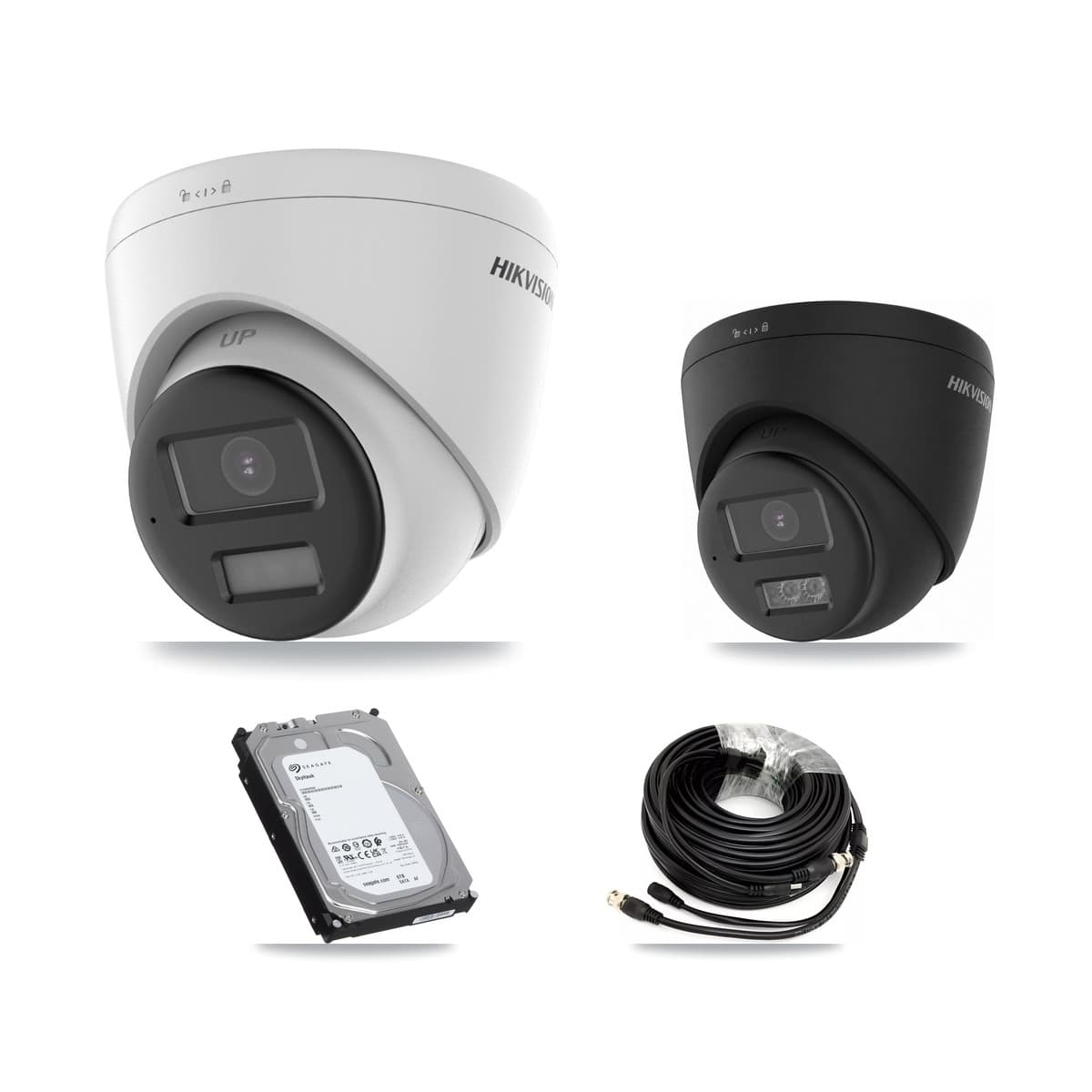 Hikvision 32-Channel 4K CCTV Kit — 6 DS-2CE78U0T + 1 DS-2CE78U0T Turret Cameras + 3× 6TB Recording