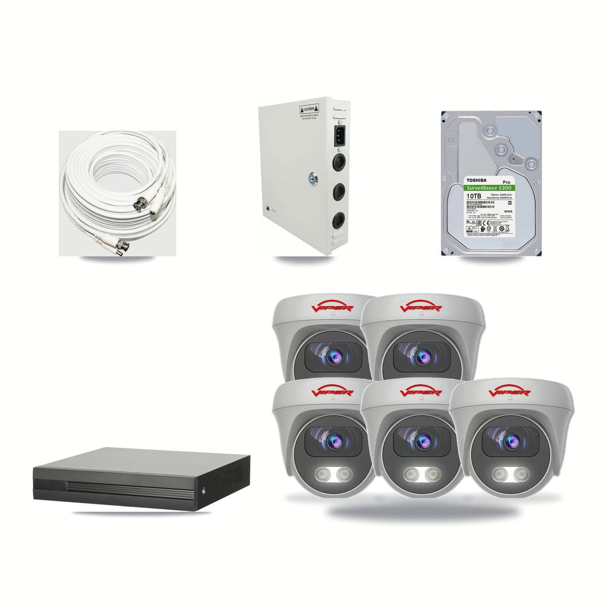 8-channel CCTV kit: 5 cameras (5× 5MP Camera), 10TB hard drive