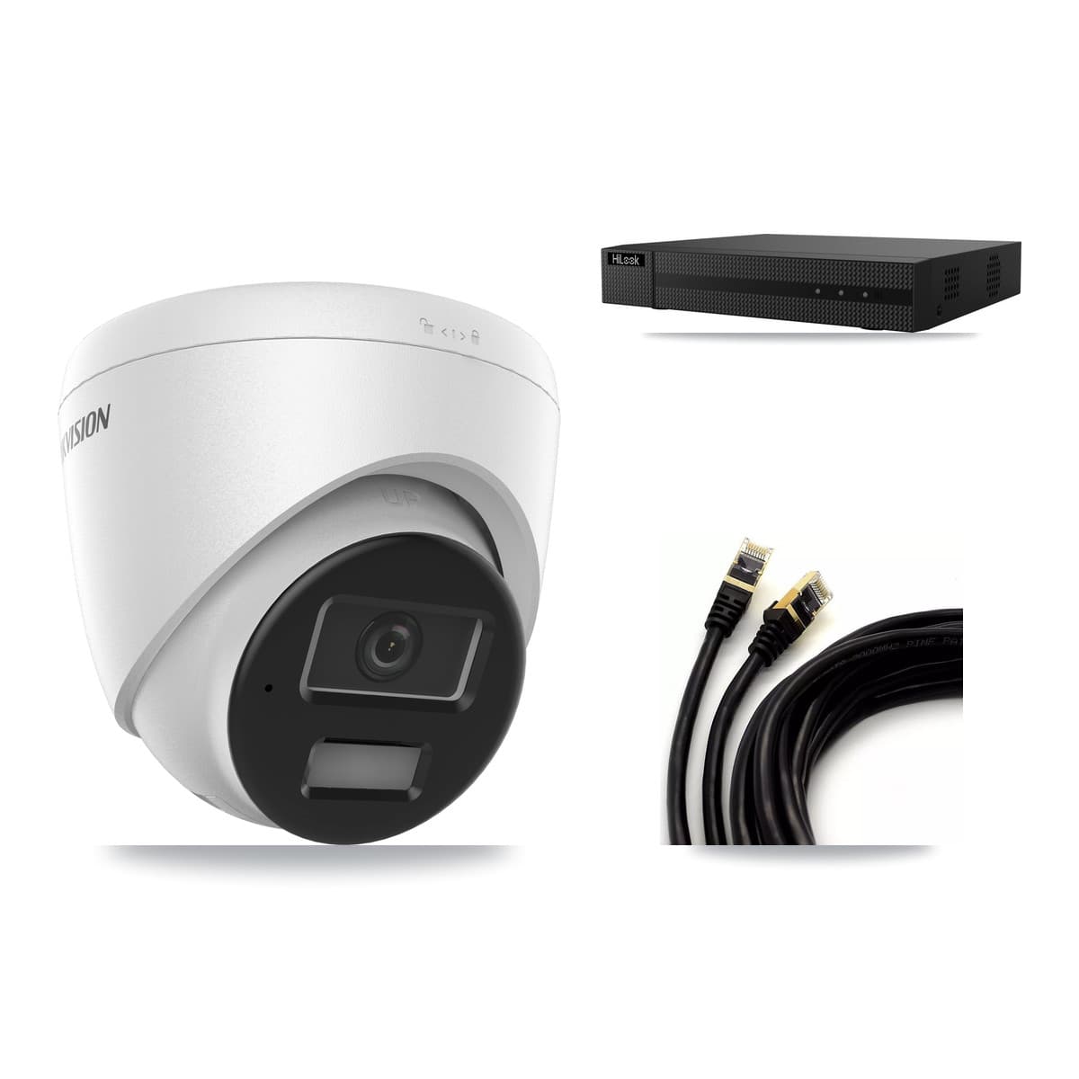 Hikvision & HiLook 8-Channel 4MP CCTV Kit — 2 DS-2CD1343G2 Turret Cameras + 3TB Recording (NVR-108MH-D Recorder)