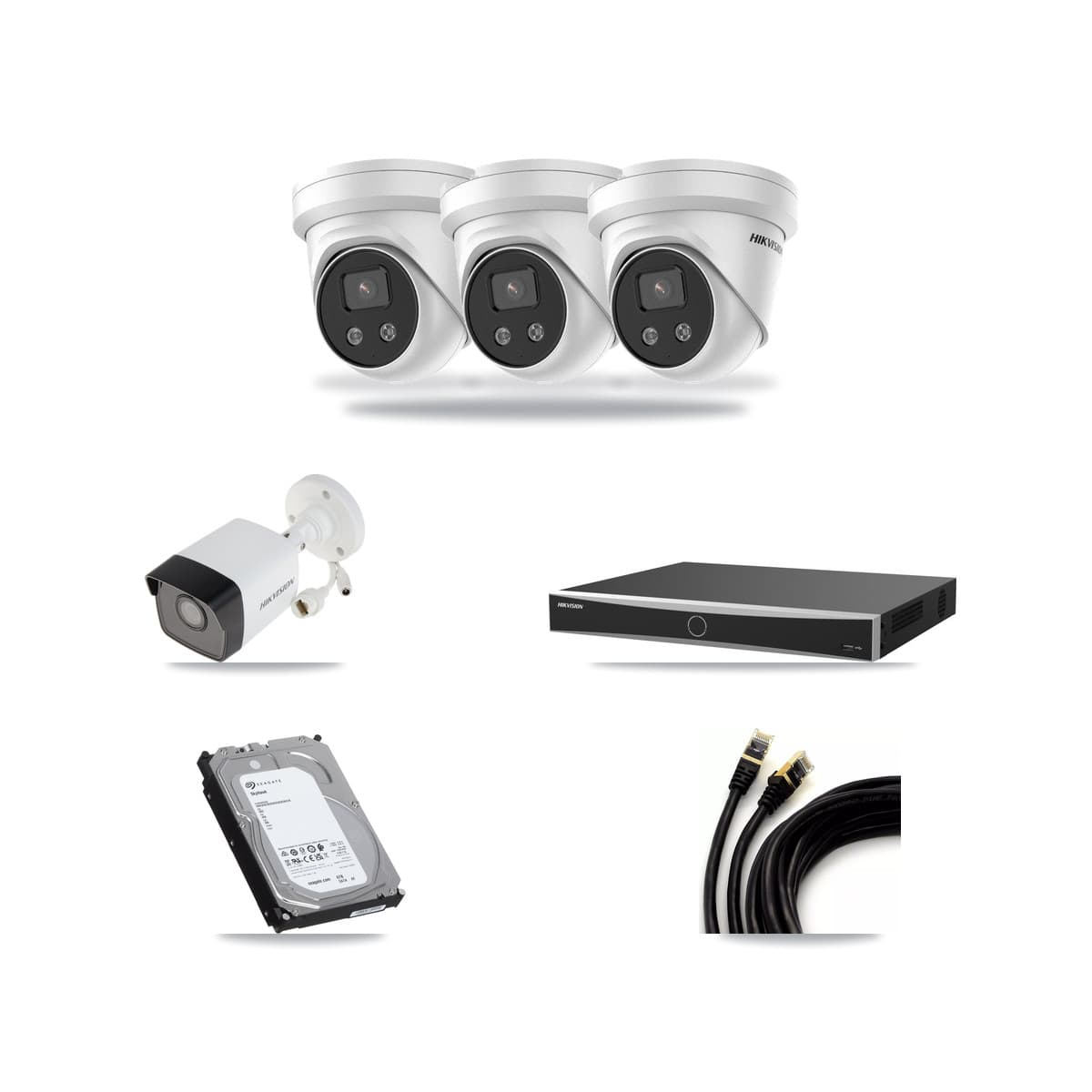 Hikvision 16-Channel 5MP CCTV Kit — 1 DS-2CD1053G0 Bullet + 3 DS-2CD3356G2 Turret Cameras + 6TB Recording - Image 1