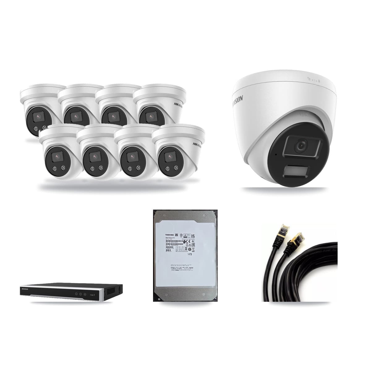 Hikvision 16-Channel 4MP – 5MP CCTV Kit — 1 4MP + 8 5MP Turret Cameras + 14TB Recording - Image 1