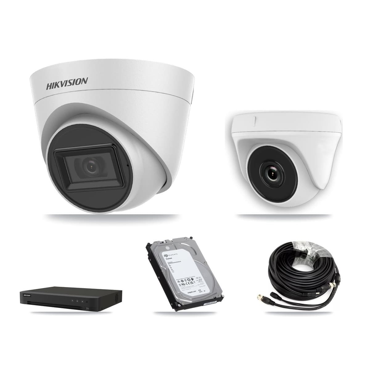 Hikvision 16-Channel 2MP – 5MP CCTV Kit — 3 White 5MP Turret + 3 White 2MP Dome Cameras + 6TB Recording (IDS-7216HQHI Recorder)