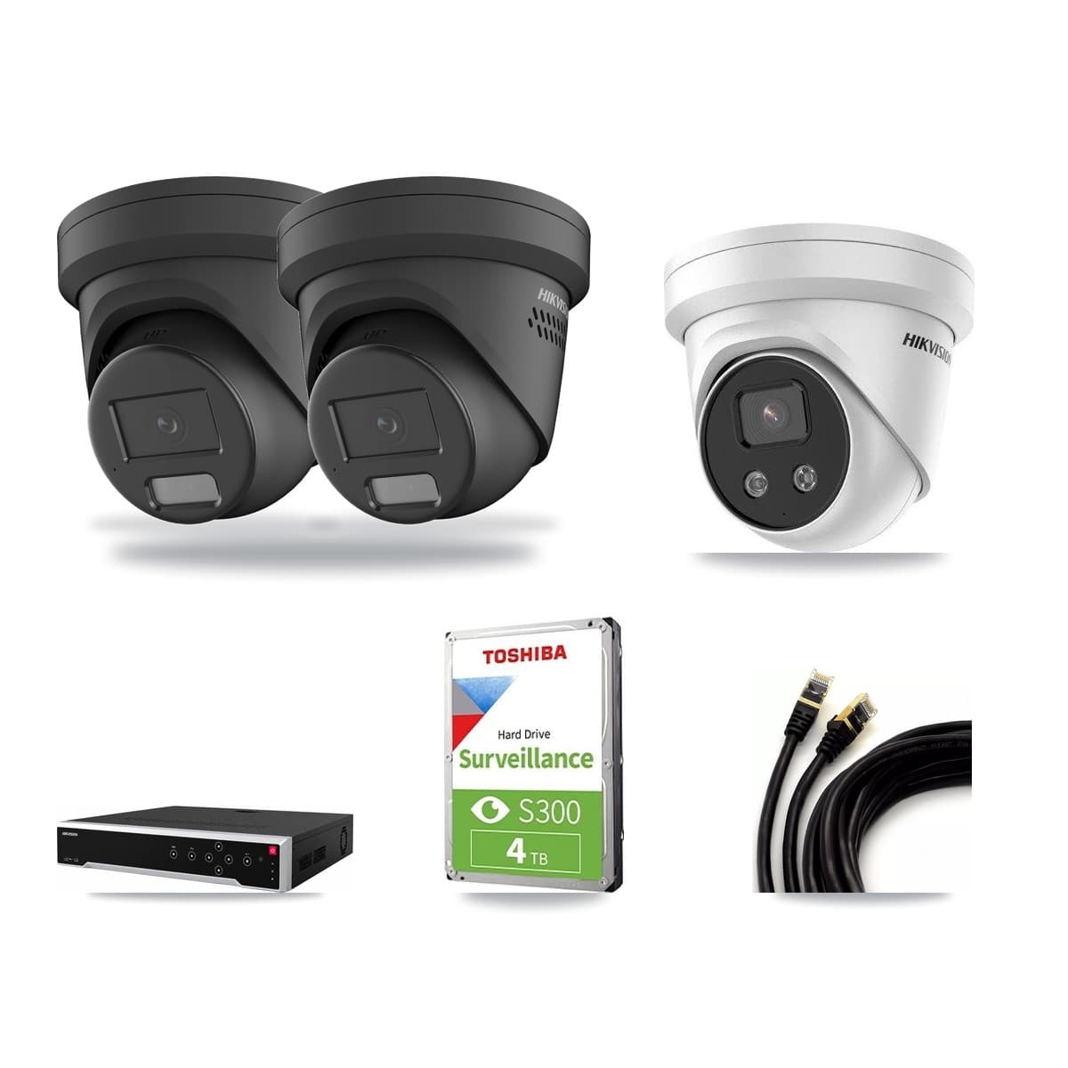 Hikvision 32-Channel 4MP – 5MP CCTV Kit — 2 Black 4MP + 1 5MP Turret Cameras + 4TB Recording - Image 1