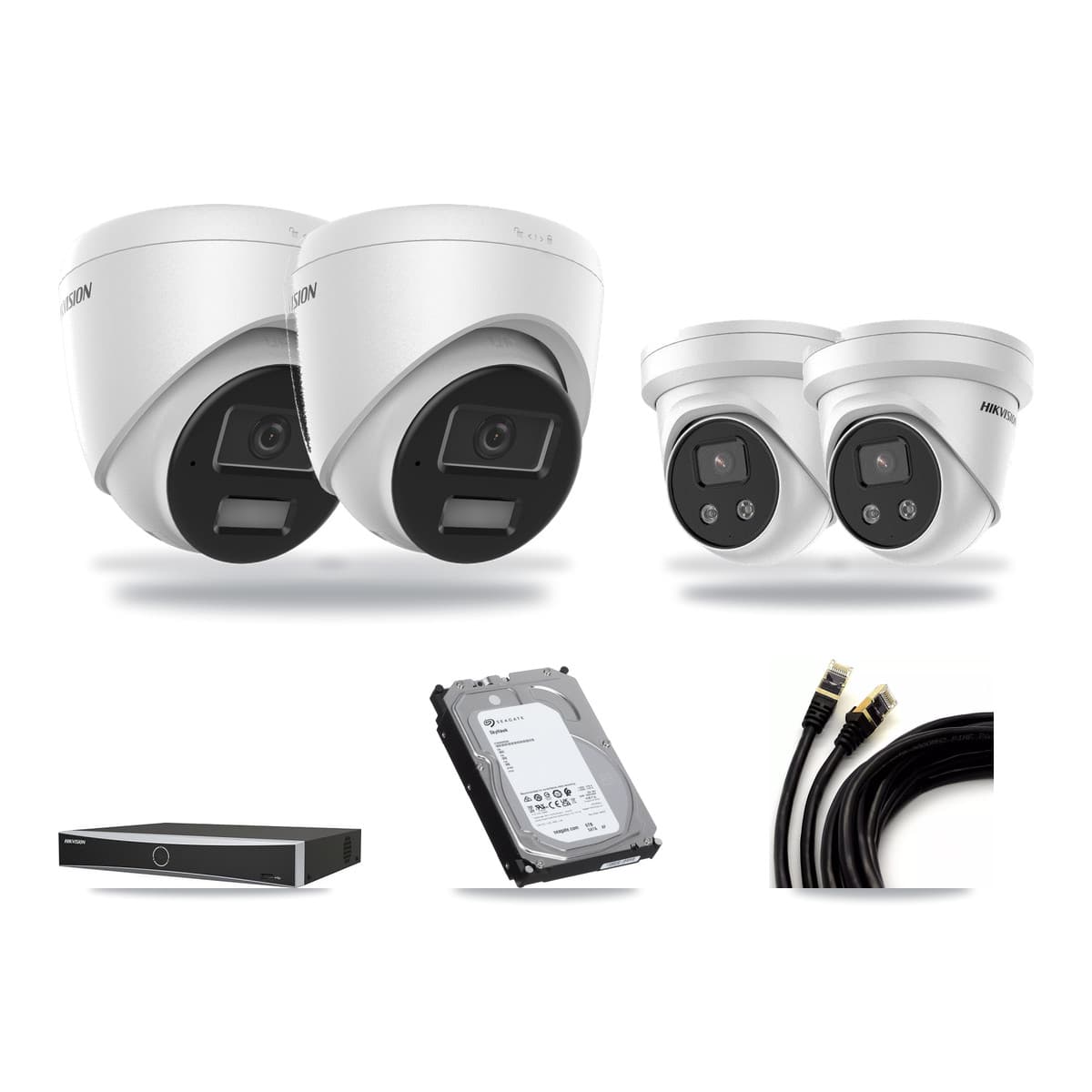 Hikvision 4-Channel 4MP – 5MP CCTV Kit — 2 4MP + 2 5MP Turret Cameras + 6TB Recording - Image 1