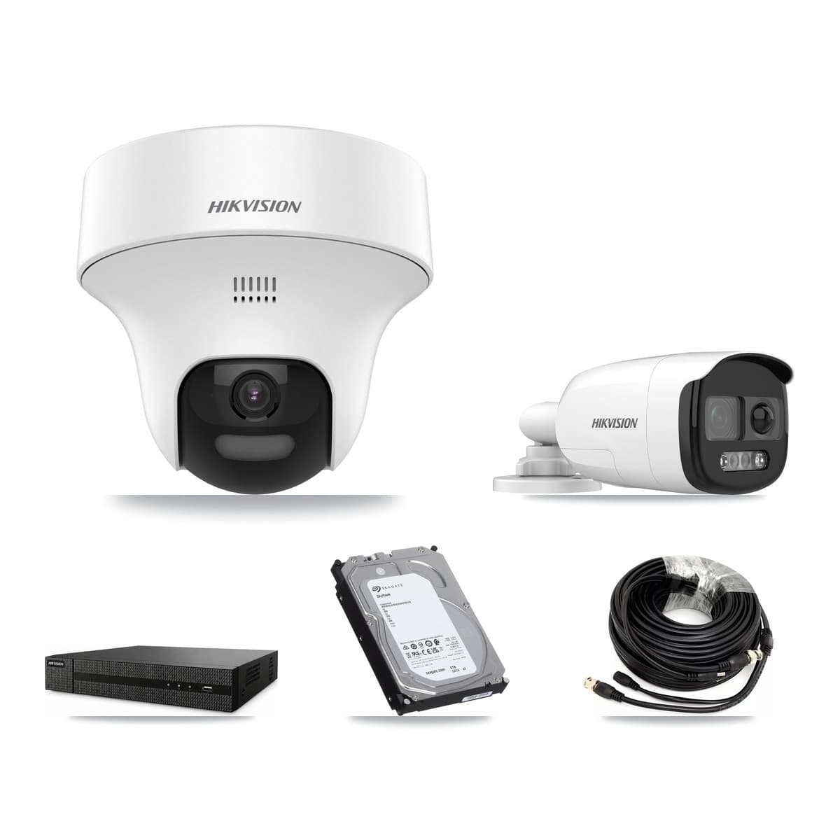 Hikvision 8-Channel 5MP CCTV Kit — 1 DS-2CE12KF3T Bullet + 3 DS-2CE70K0T Turret Cameras + 6TB Recording (DVR-8CH Recorder)