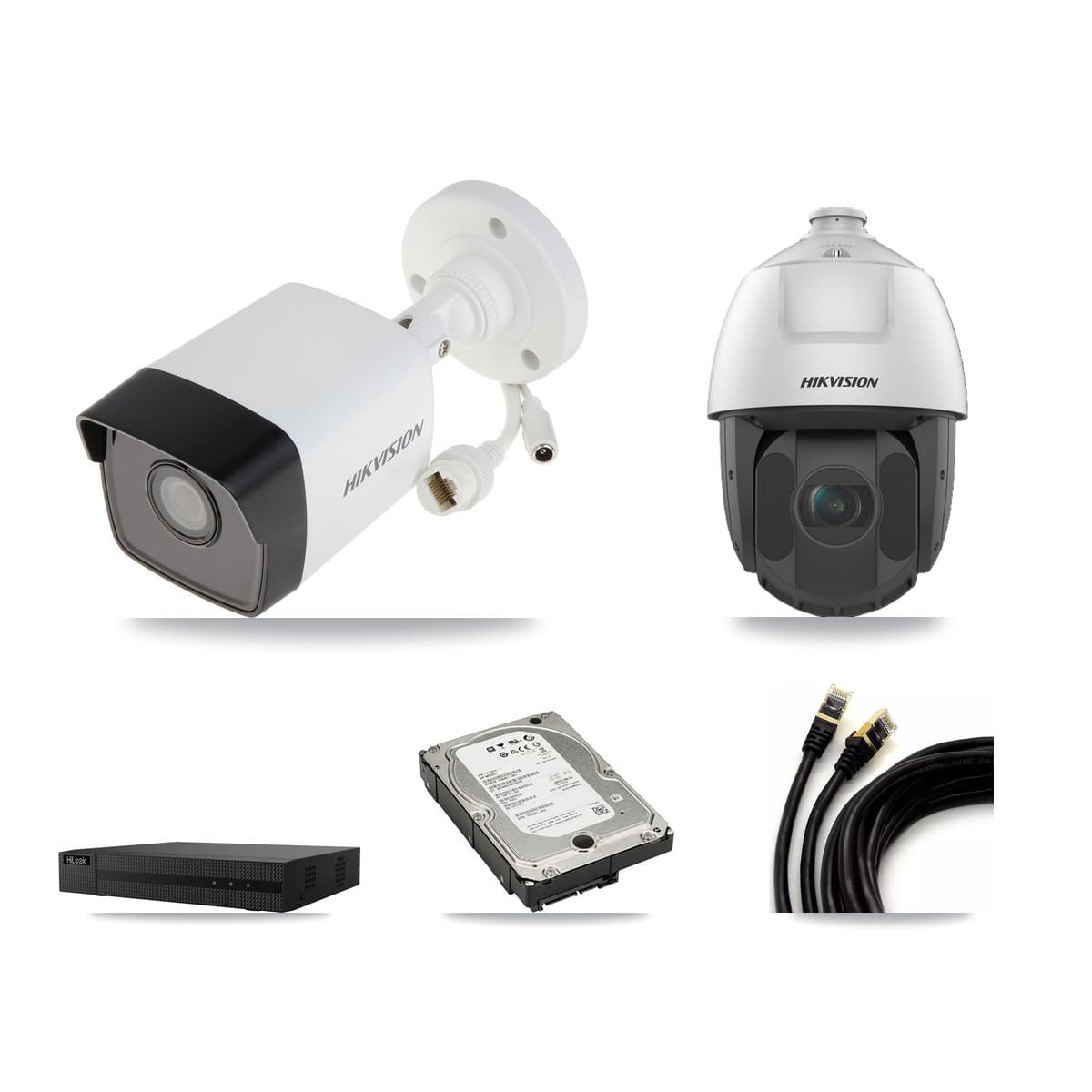 Hikvision & HiLook 8-Channel 2MP – 5MP CCTV Kit — 3 5MP Bullet + 1 2MP PTZ Cameras + 5TB Recording (NVR-108MH-D Recorder)