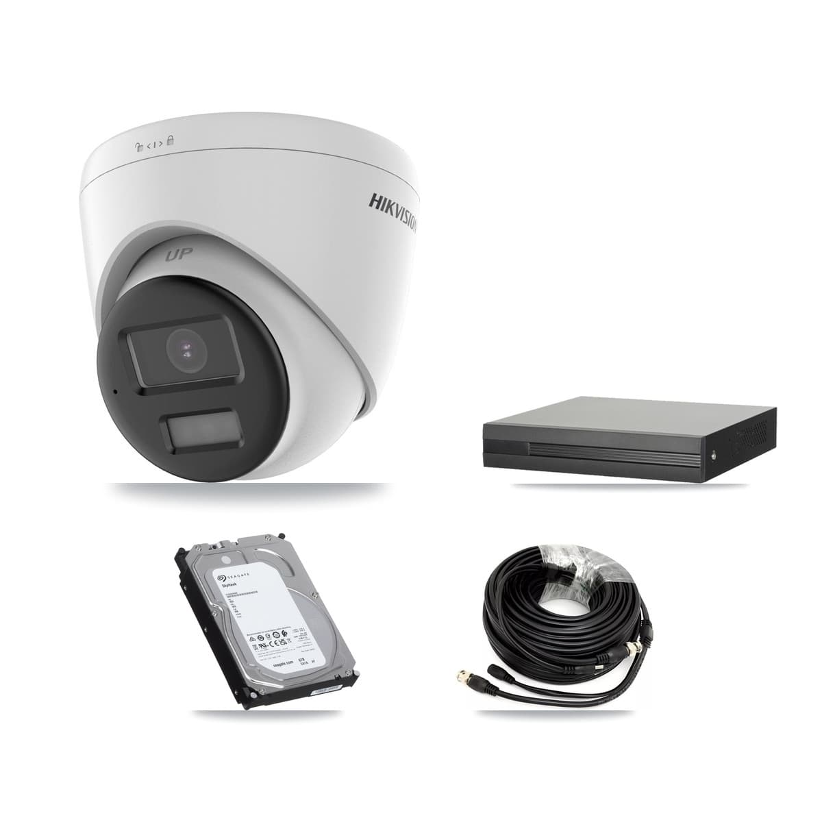 Hikvision 4-Channel 5MP CCTV Kit — 3 DS-2CE78K0T + 1 DS-2CE78K0T Turret Cameras + 6TB Recording (XVR-3104HS Recorder)