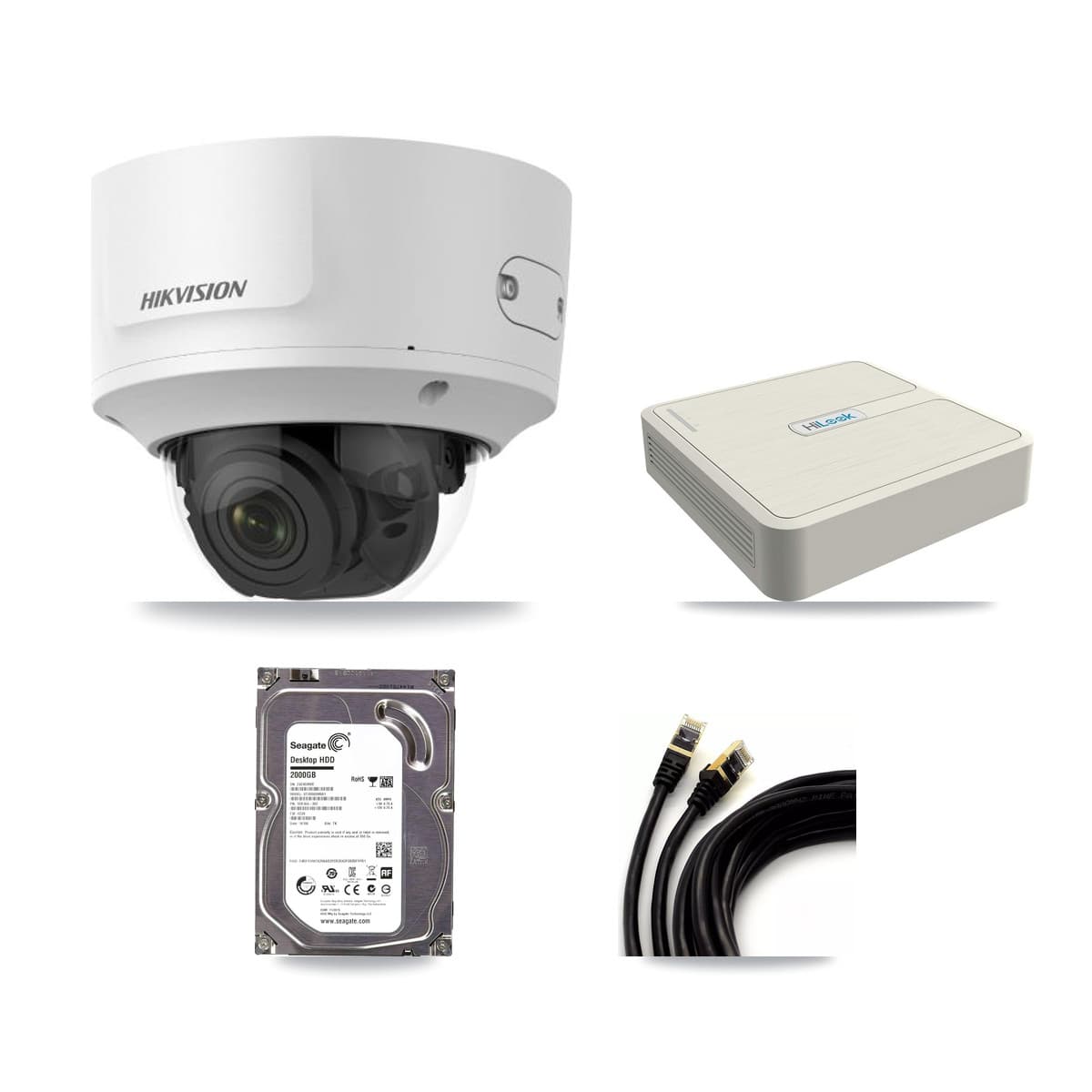 Hikvision & HiLook 8-Channel 2MP CCTV Kit — 3 Dome Cameras + 2TB Recording (NVR-108H-D Recorder) - Image 1
